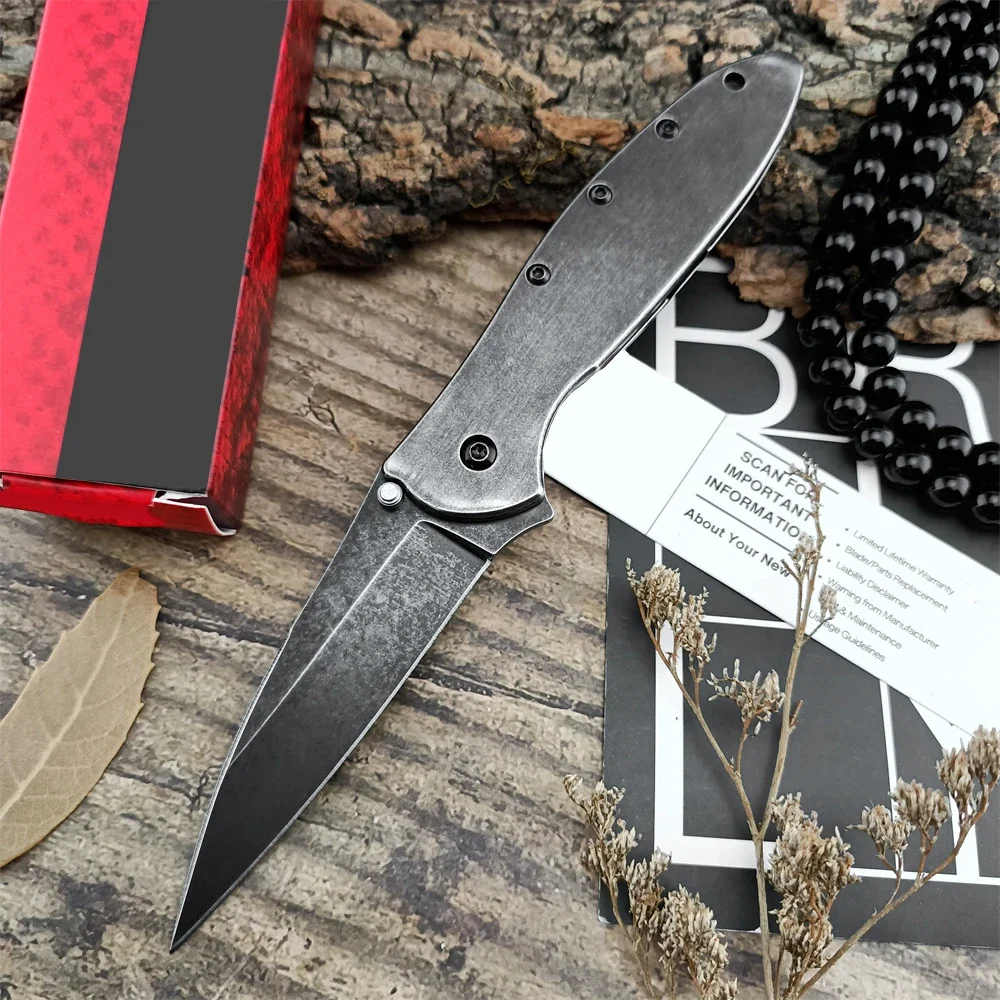 

2024 New 1660 Flipper Pocket Knife Stonewashed Blade 420 Stainless Steel Handle Hunting Camping Outdoor Folding Knives Tools