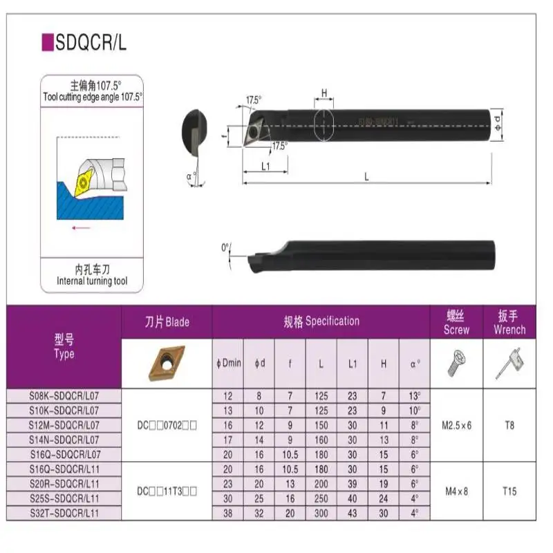 Herramientas de torneado CNC de mano derecha e izquierda, 1 piezas, 8mm, 10mm, 12mm, 14mm, 16mm, 20mm, 25mm, 32mm, SDQCR07, SDQCR11, SDQCL07, SDQCL11