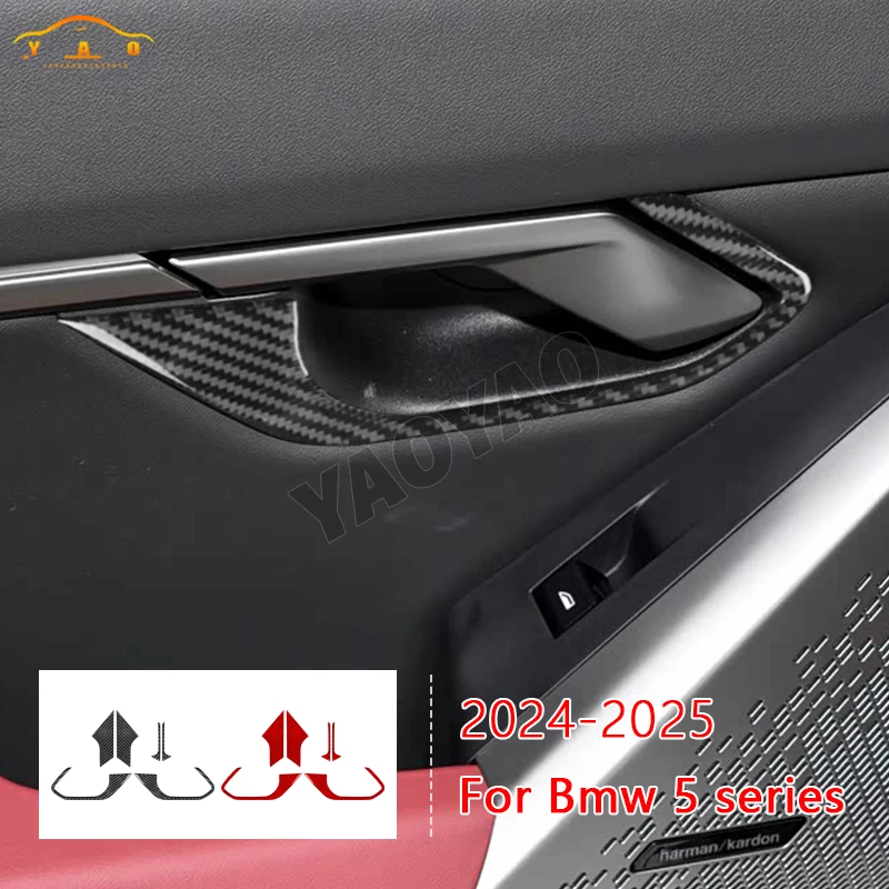 

Carbon Fiber For BMW 5 Series i5 G60 G68 2024 2025 Interior Door Inner Handle Panel Trim Cover Car Accessories Decal Sticker