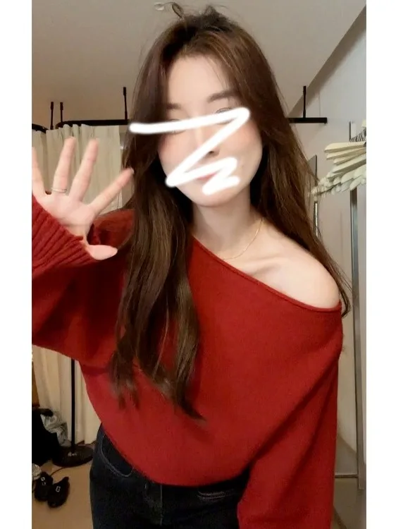 Ele vermelho malha um ombro camisola feminina faionable interior wear coreano sle outono inverno thiened longo sve topo