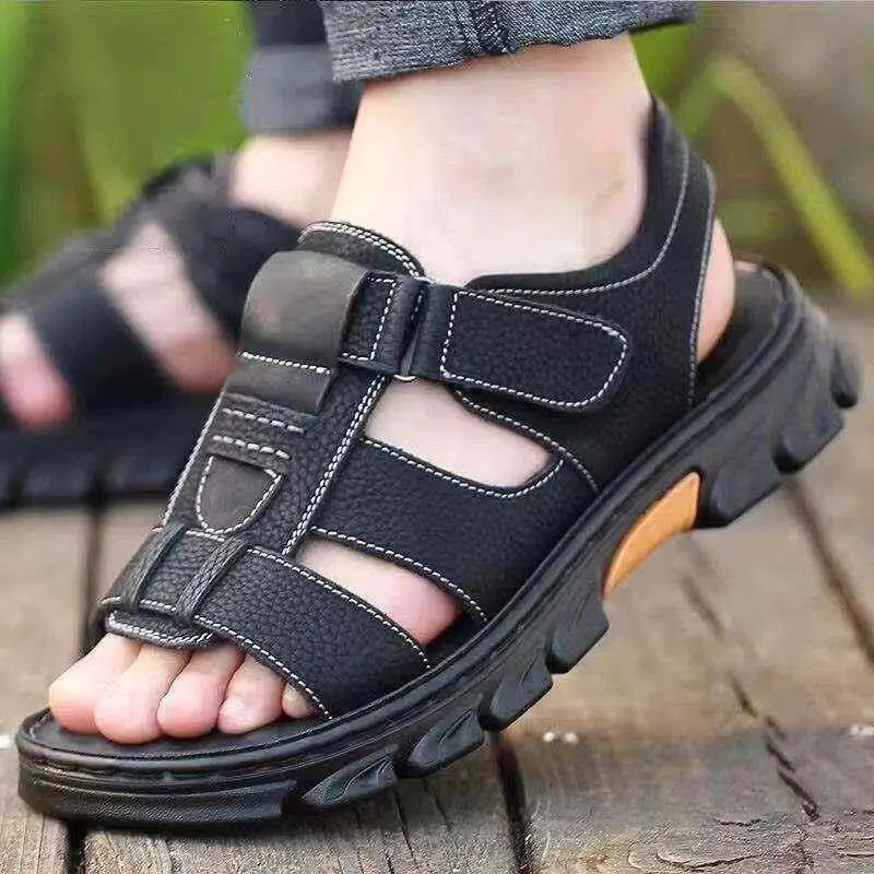 Men's Sandals 2025 New Summer Driving Thick Bottom Wear-Resistant Anti-Slip Waterproof Sports Beach Shoes Water-Ready Slip-On