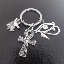 Egypt Key Ring Egypt Keychain For Alarm Ankh Ancient Egyptian Queen Anubis Horus Eye Anka Cross Charms For Men Women Accessories