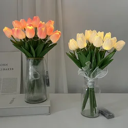 10/15pcs Luminous Tulip Led Light Simulation High-Grade Holding Flowers Home Decor Party Supply Fake Flowers Bouquet For Wedding