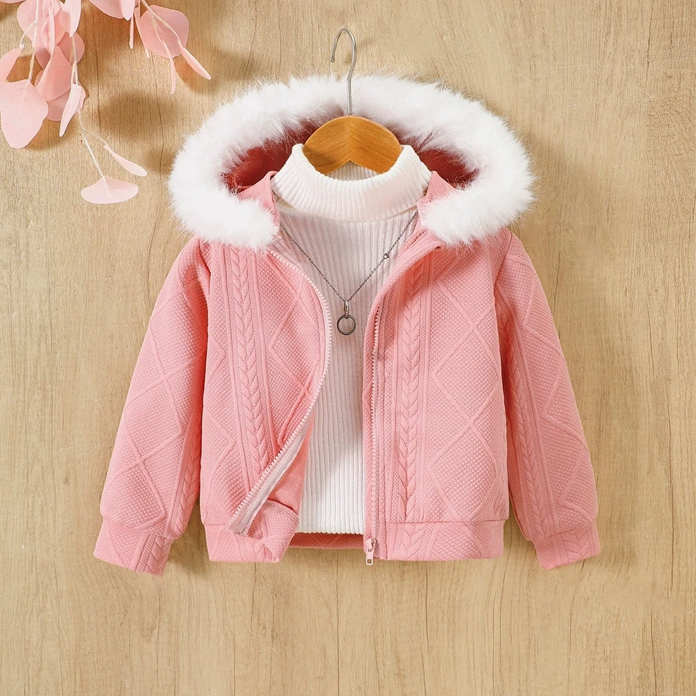 

2025 Baby Girls' Hooded Jacket Long Sleeve Zip-Up Coat for Fall/Winter Kids Girls Outerwear Children Clothes Clothing For 2-7Y