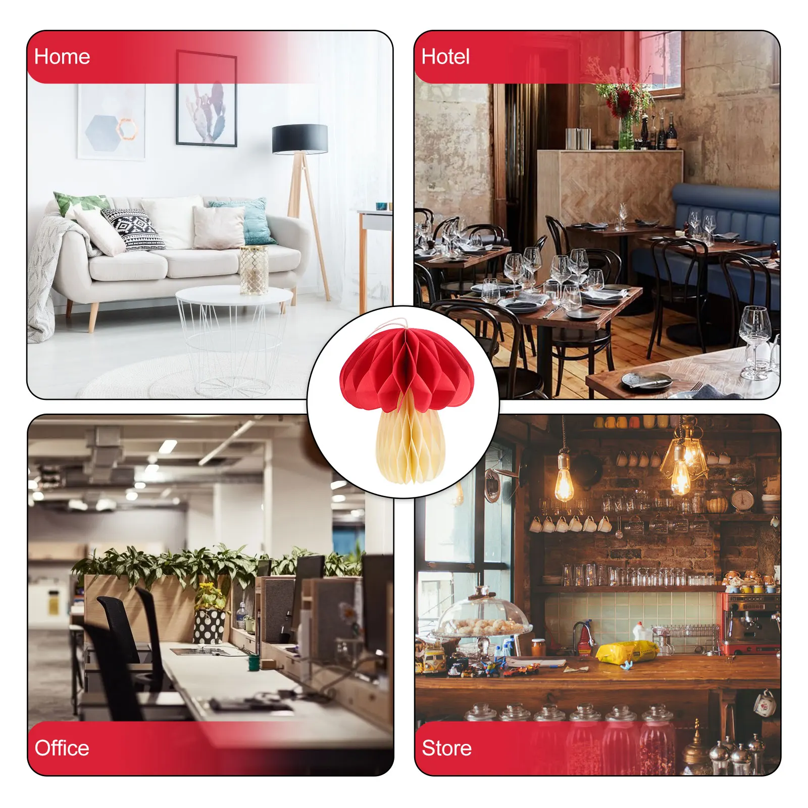 

Mushroom Honeycomb Ball Paperboard Decor Hanging Party Wedding Festival Adorn Wedding Mushroom Ornament Birthday Party Supplies