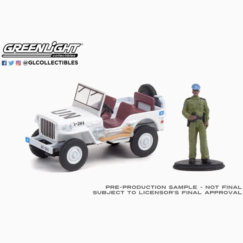 

GreenLight масштаб 1:64 1942 Willis MB Jeep с куклой, имитация сплава, модель автомобиля, классический сувенир для взрослых, подарок