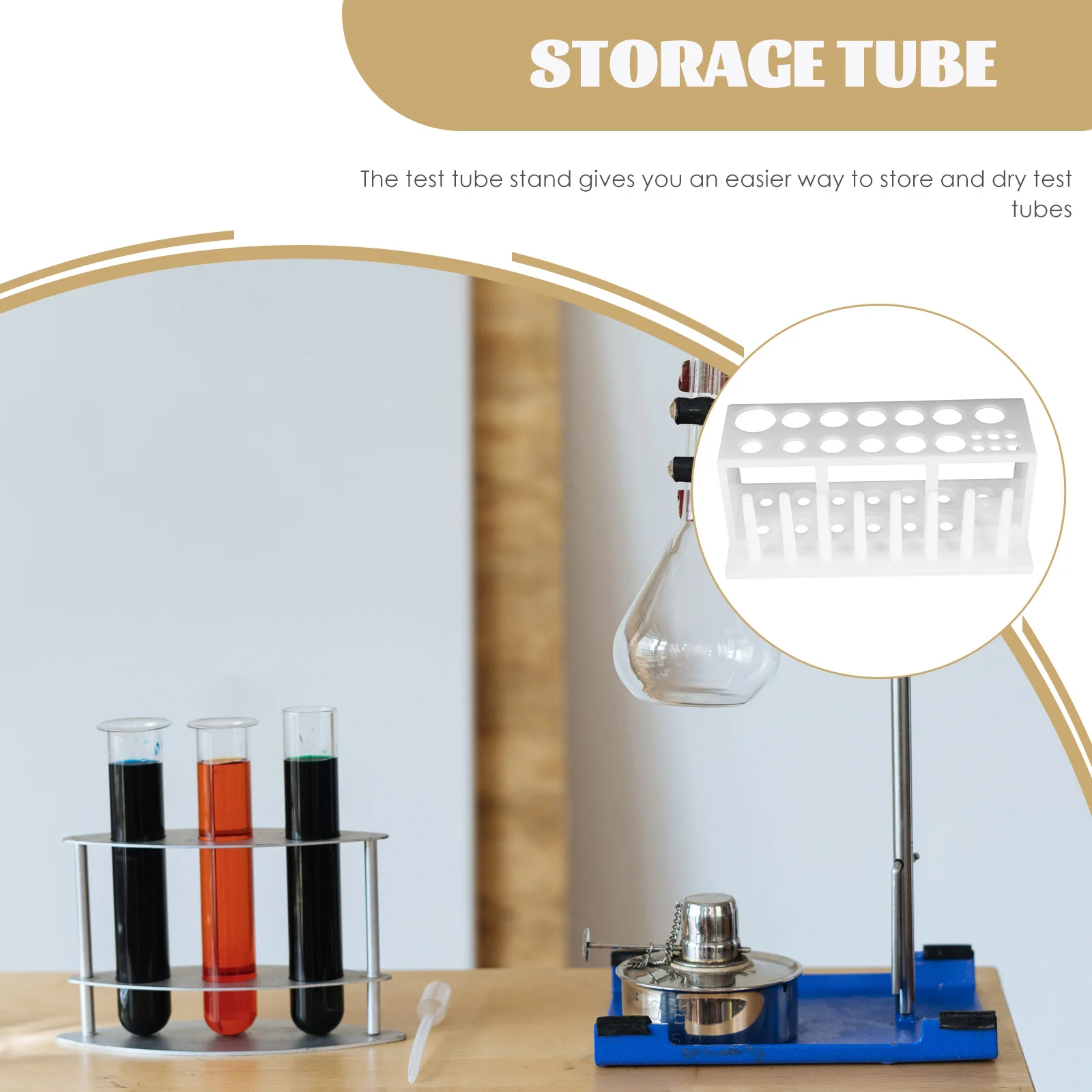 

Laboratory Test Tube Rack 19 Holes 8 Pegs Plastic Sampling Tube Holder Drying Storage Organizer Stand Sampling Tubes Rack