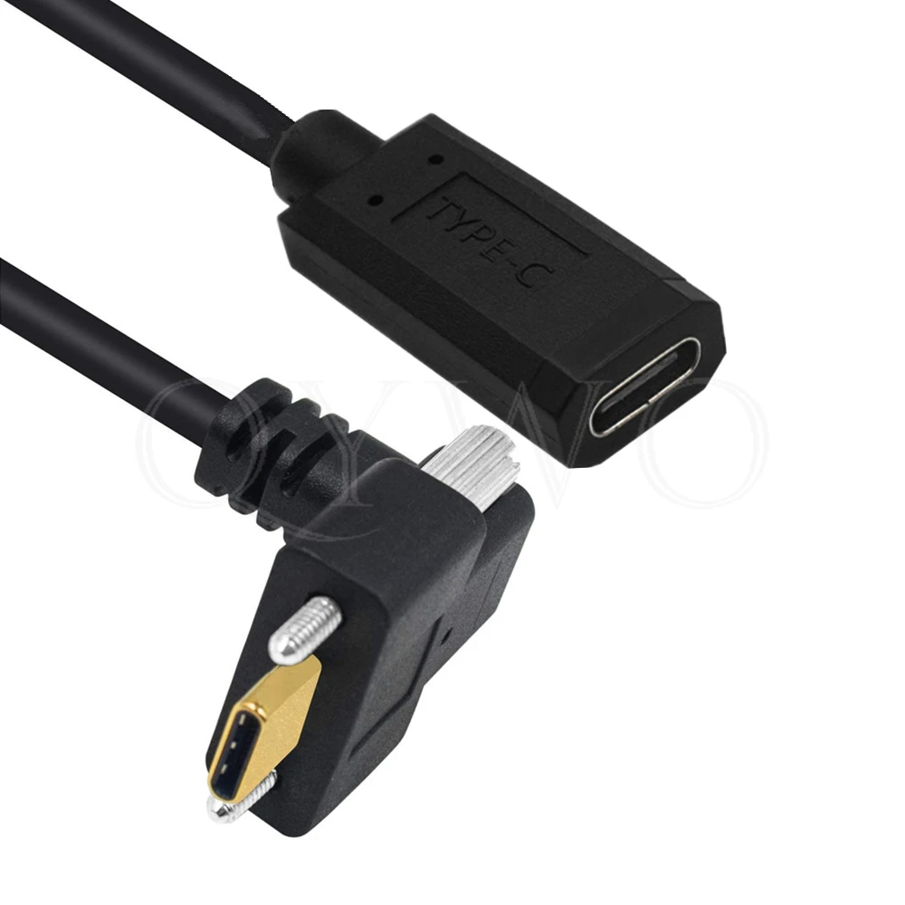 Screw Locking USB C male to female Extension cable 90 degree up angle 10Gbps 5A Data Charge USB C to USB C extension Cable