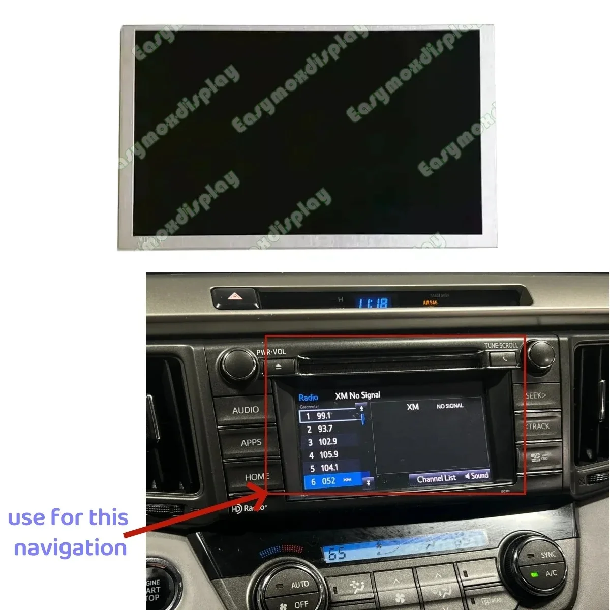 

7" LCD Display For 2014-2018 Toyota RAV4 Navigation GPS Radio Information Heads-up Screen Repairment