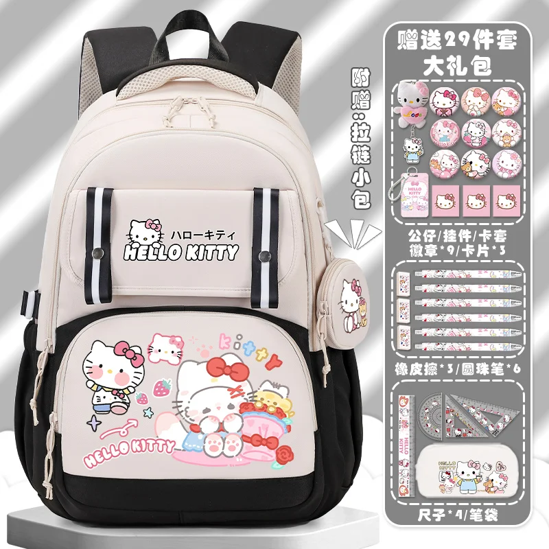 Sanrio New Hello Kitty Schoolbag Student Boys and Girls Children Cute Cartoon Lightweight Spine-Protective Lightweight Backpack