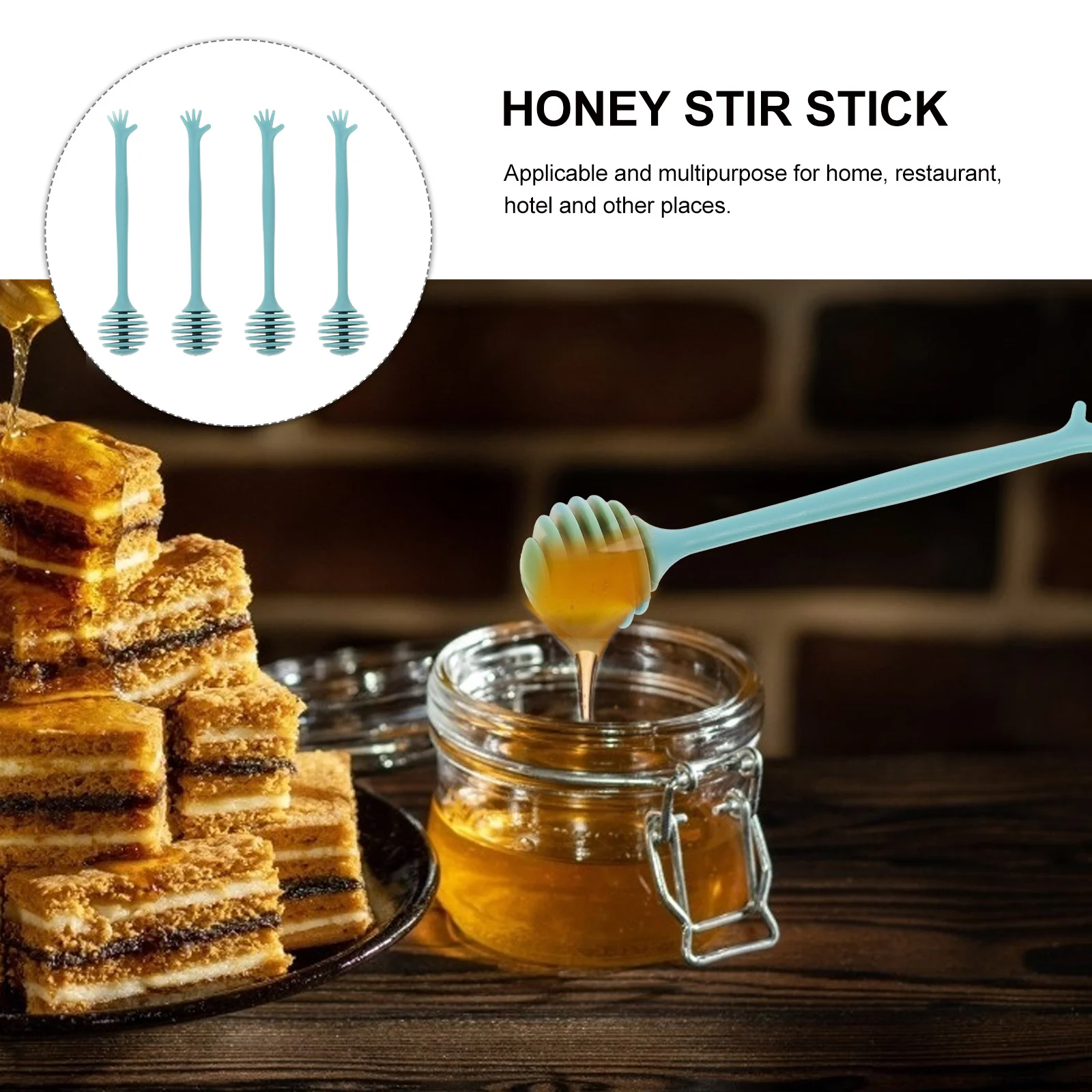 

4pcs Honey Stirring Sticks Food Grade Plastic Multipurpose Honey Dipper For Jam Tea Coffee Stirrer Tool