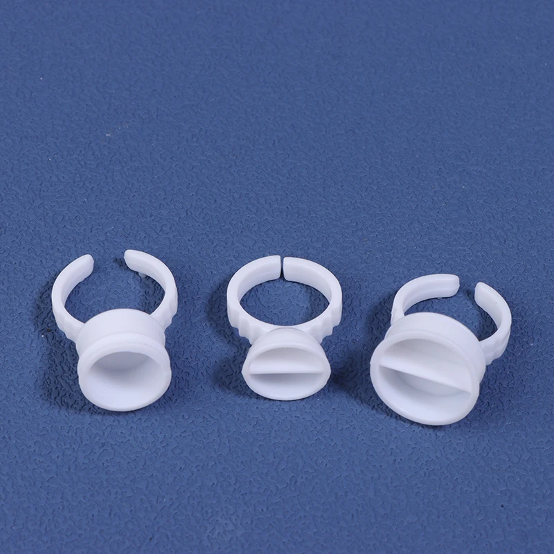 100pcs Disposable White Eyelash Glue Ring Cup Holder Container Tattoo Pigment Eyelash Extension Tools Lash Supplies Accessories