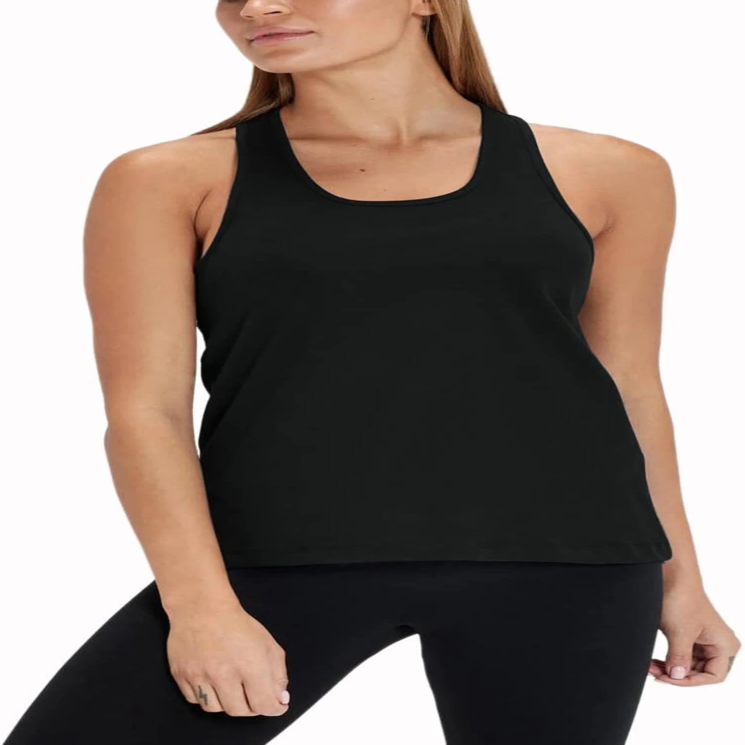 Regatas atléticas femininas da moda Racerback Fitness para ginásio Yoga, camisetas confortáveis de treino sem mangas com estiramento fresco F