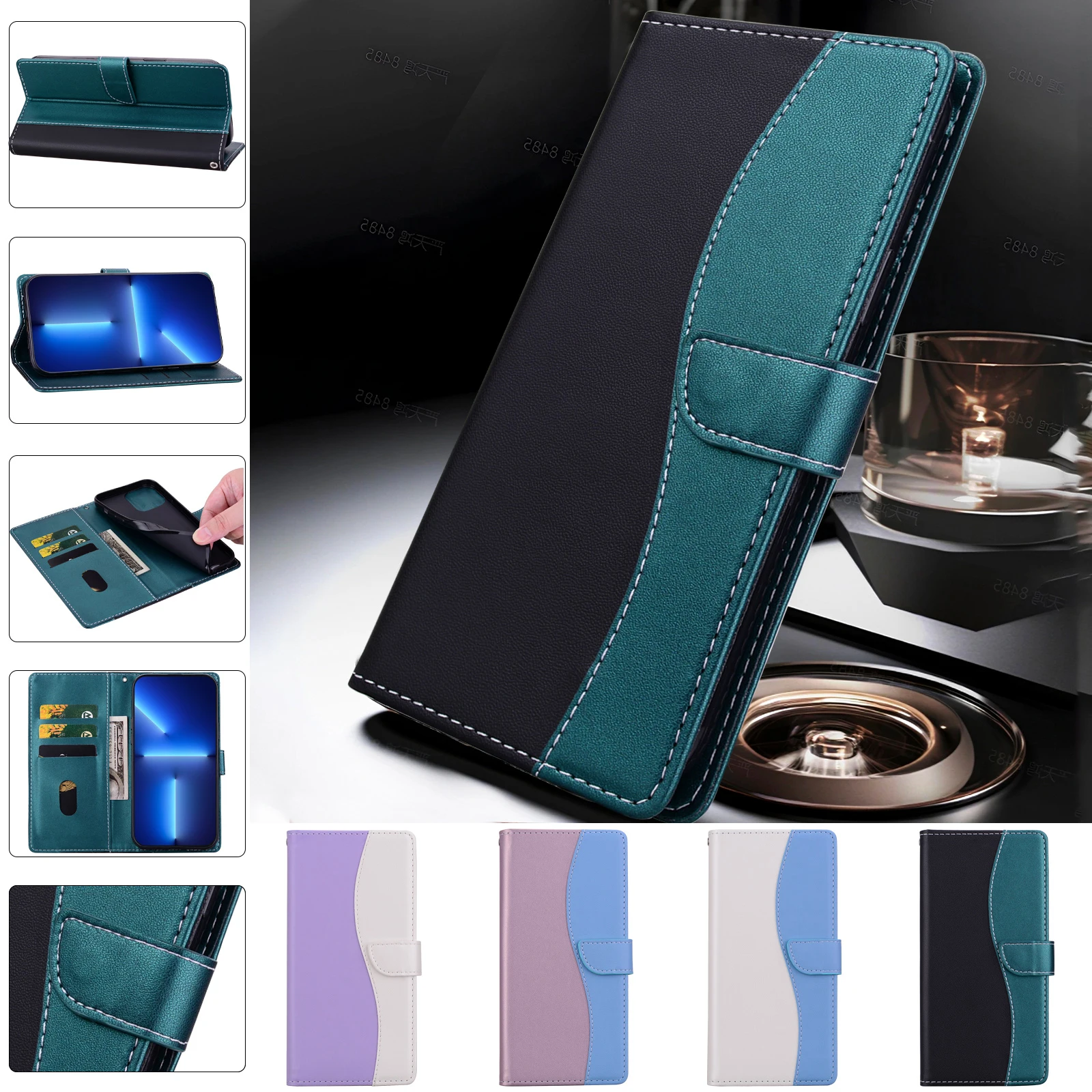 Funda tipo billetera de cuero con tapa magnética para Motorola Moto G41 G42 G50 G51 52 G53 G54 G55 G56 G60 62 G64 G71 G73 G75 G85 G86 G40 Fusion