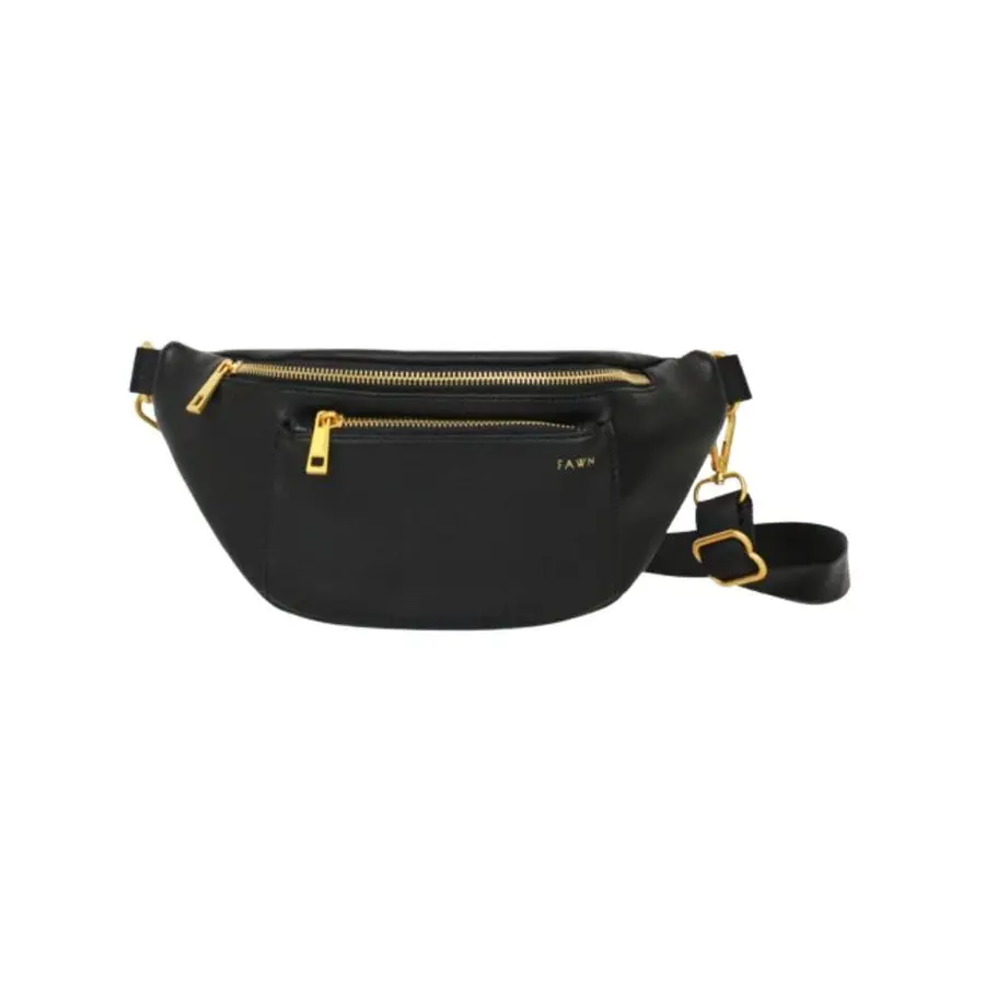 

DESIGN The Fawny Pack Black Fanny Pack, Fanny Pack for Women Crossbody Bag, 2 Pockets and 6 Interior Card Slots, Adjustable Nylo