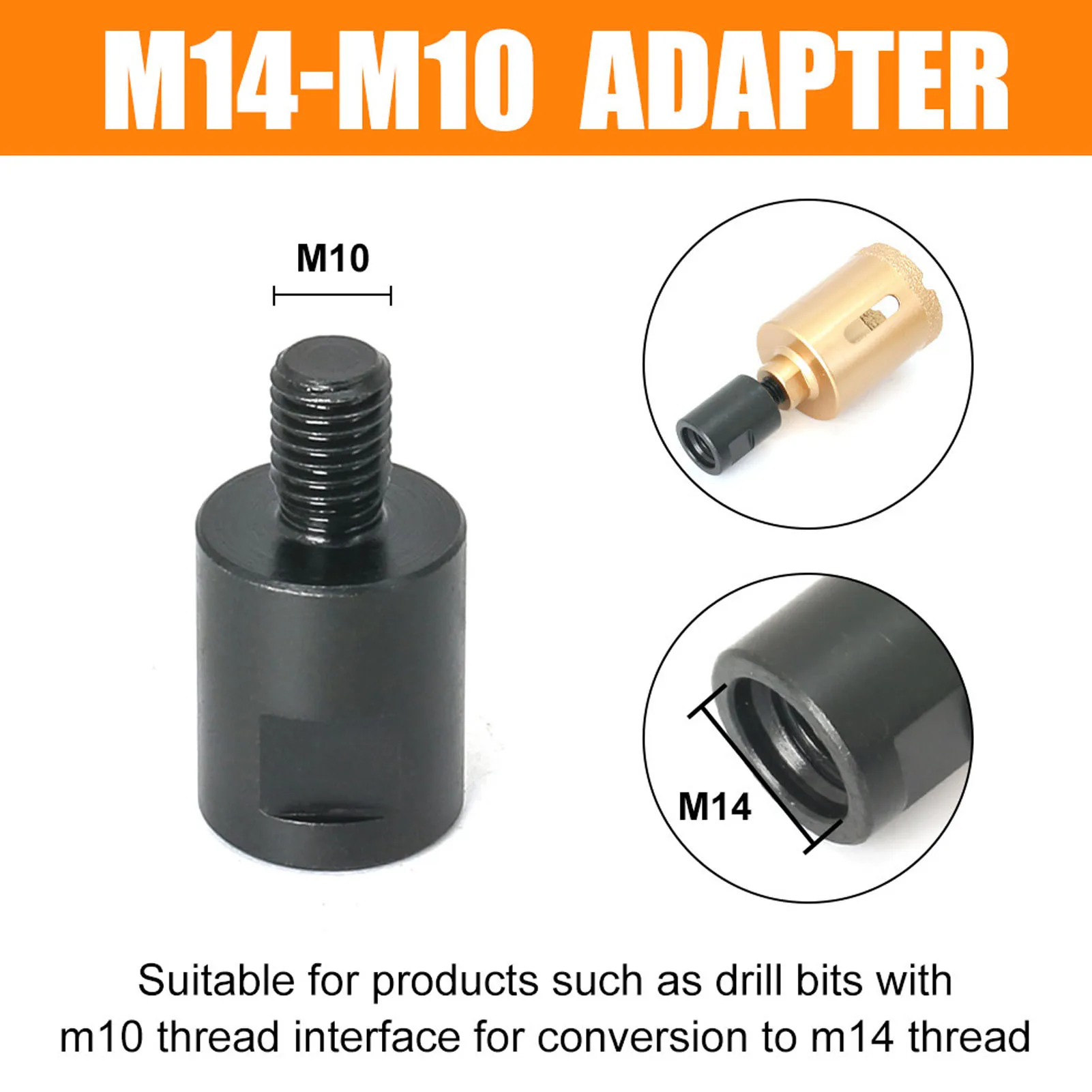 Drill Bit Adapter  M10 Thread Adapter Multifunctional High Hardness Alloy Steel Standard Size for Coring Drill Hole Saw