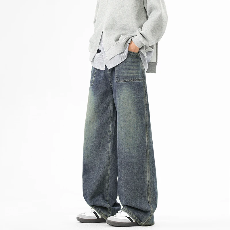 

Men's Baggy Jeans Loose Straight Leg Retro American Denim Pants Spring Summer New Style Drapey Trendy Brand Wide Leg Long