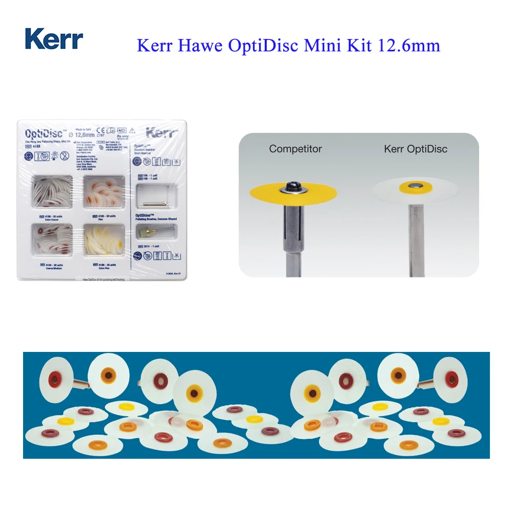 

1 комплект Dental Kerr OptiDisc, мини-набор дисков для отделки и полировки REF 4188, полировальные диски Kerr диаметром 12,6 мм