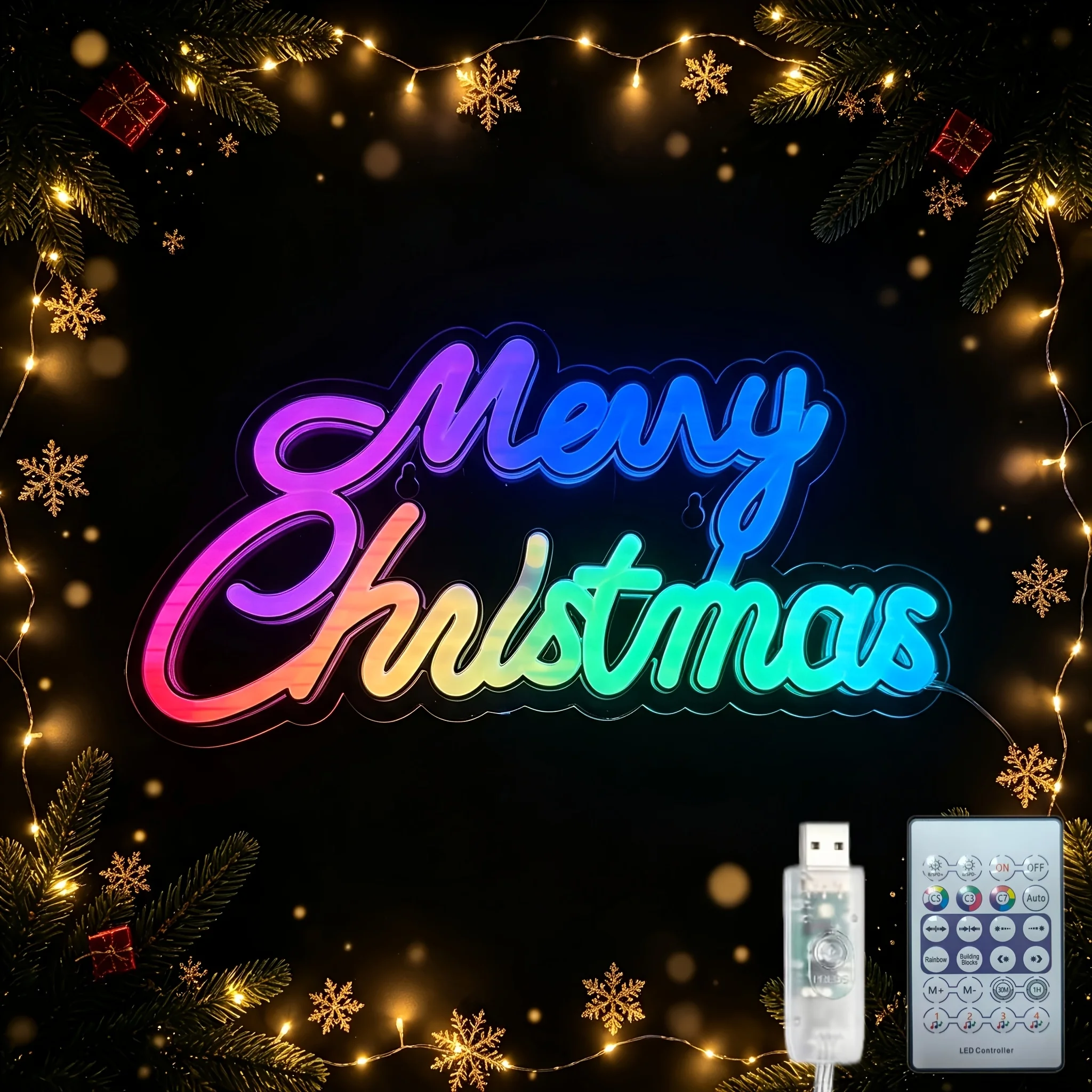 Merry Christmas Neon Sign, Christmas Decorations Gift, Music Sync, Color Changing & Dimmable. Perfect Dynamic Backdrop For Party & Wall Decor. Sweet Christmas Decorations