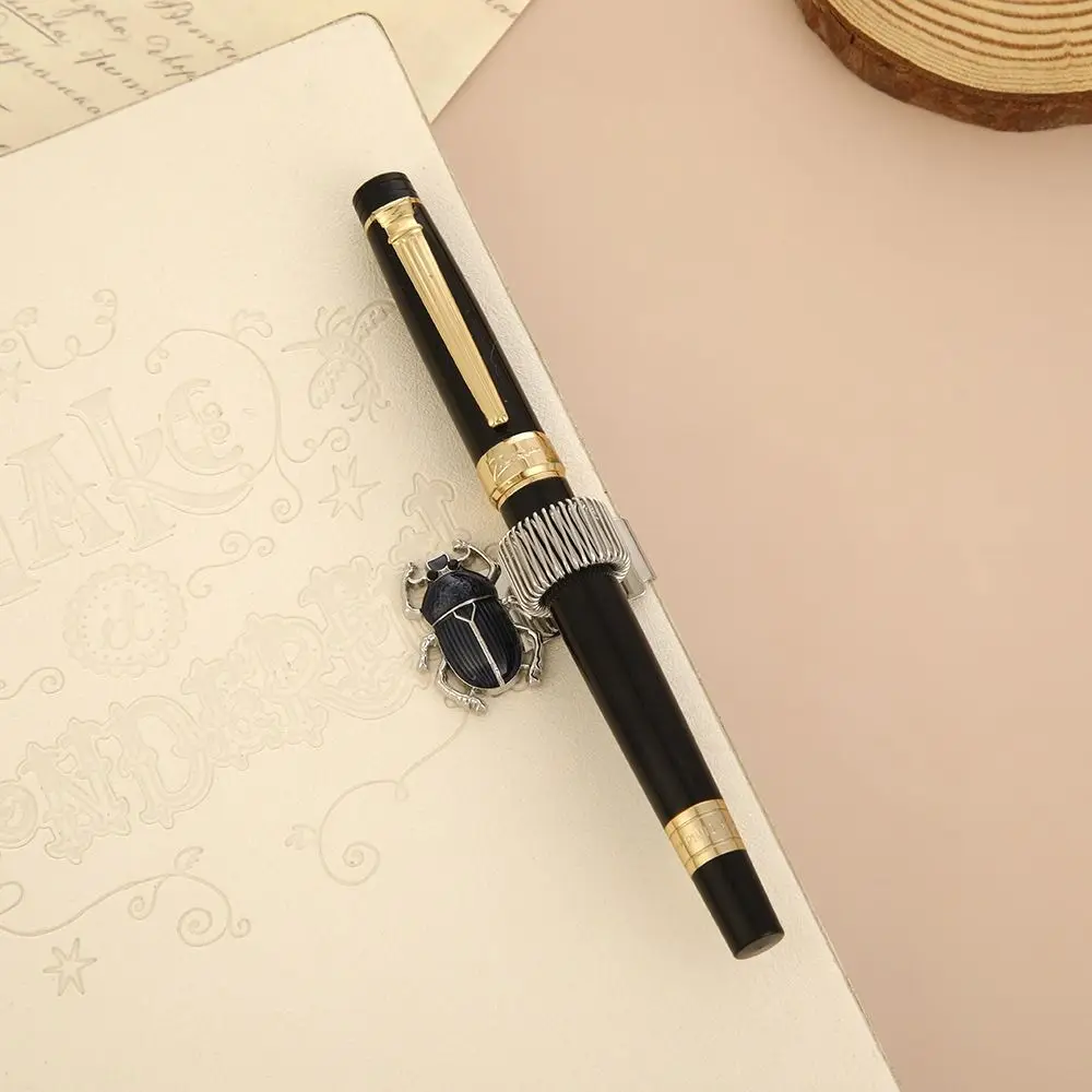Portable Metal Scarab Beetle Pen Clip Elastic with Pen Loop Pen Holder Scarab Beetle Pen Clip Journals & Notebook view 3