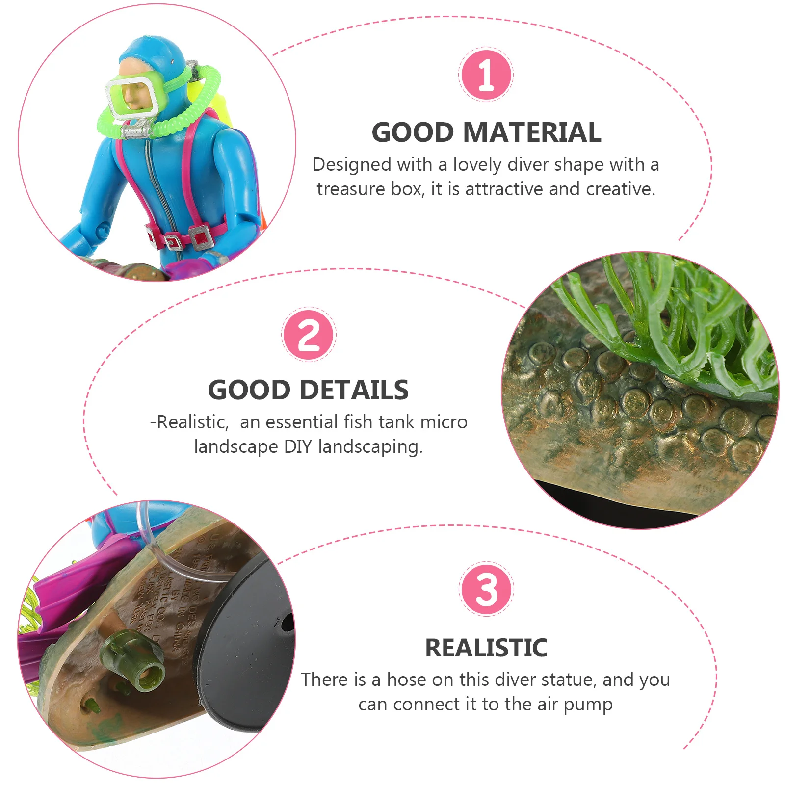 

1Set Aquarium Decorations Diver Adornment Creative Treasure Box Bubbling Effect Fish Tank Craft Aquarium Decorations