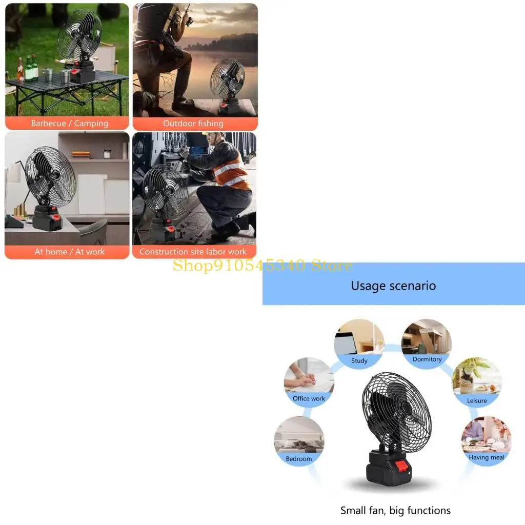 U2JA Powerful 8 Inch Battery Operated Fan for Construction Sites & Outdoor Activities