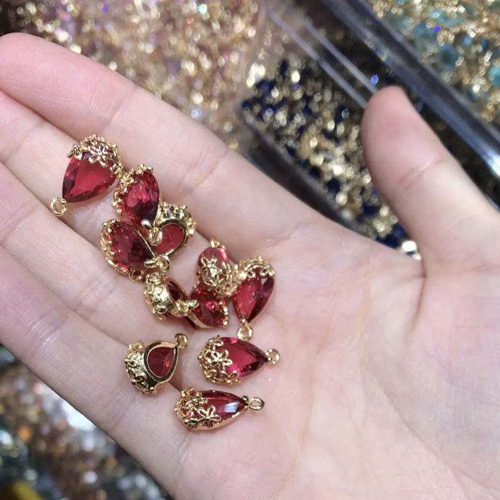 21Pcs Glass Watermelon Zircon Pendants DIY Jewelry Charms Set Fine Workmanship for Necklace Bracelet Earrings Scrapbooking
