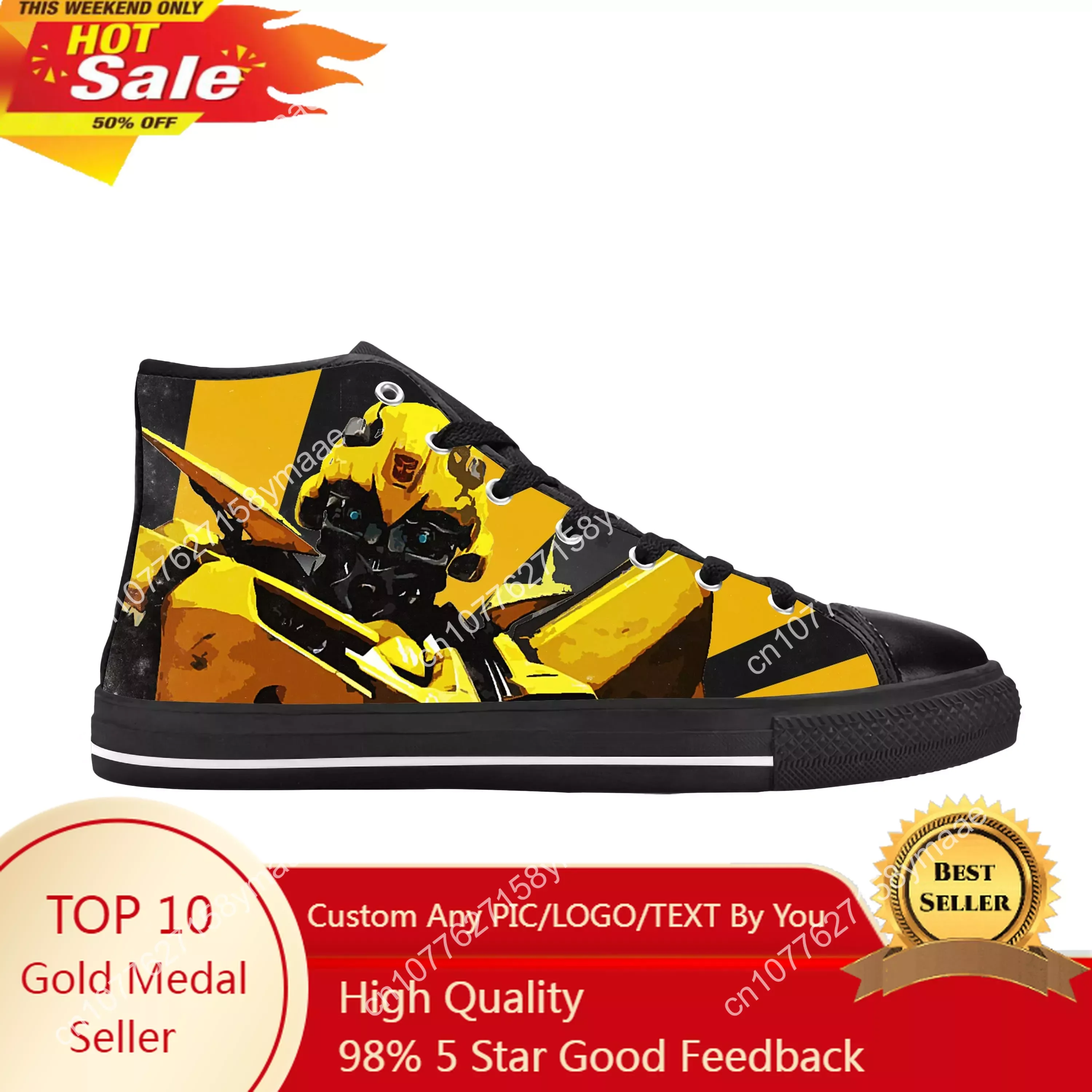 

Transform Bumblebees Anime Cartoon Manga Comic Casual Cloth Shoes High Top Comfortable Breathable 3D Print Men Women Sneakers