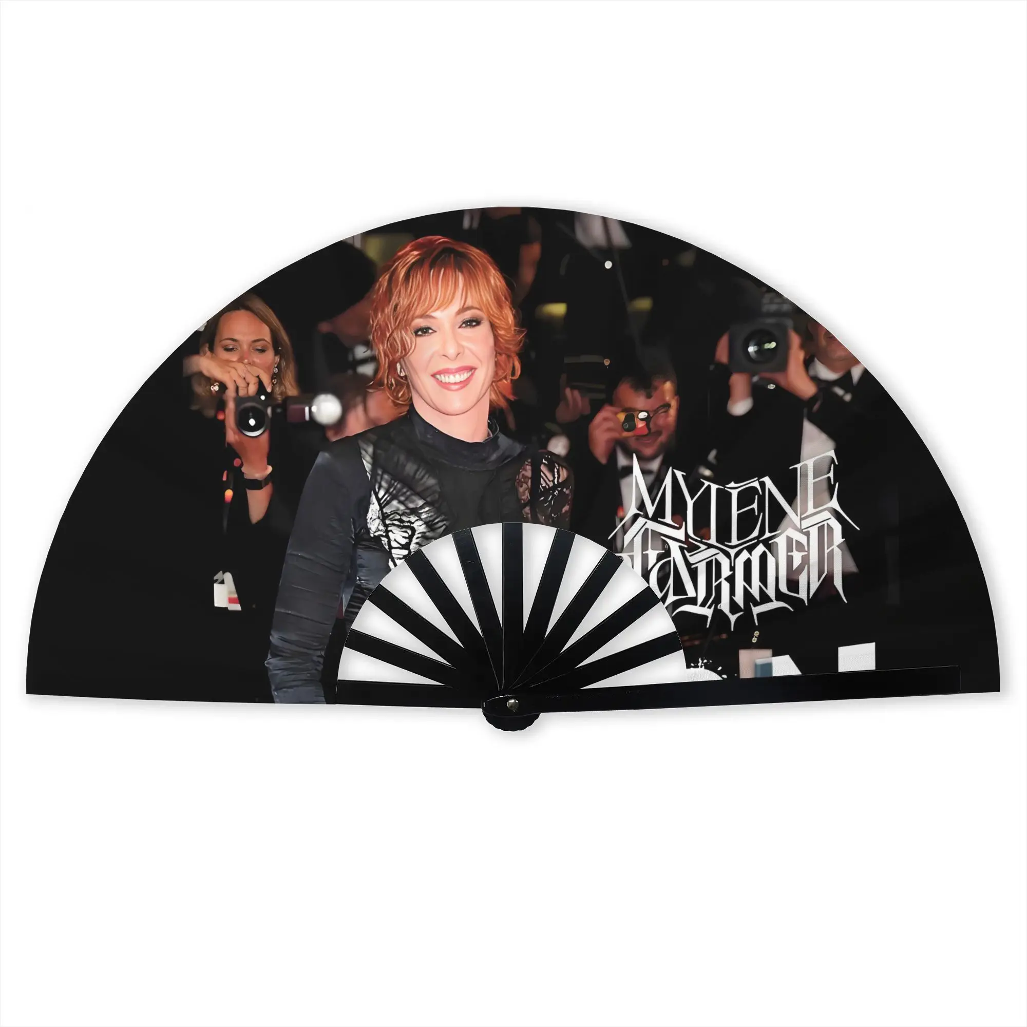Beautiful Mylene Farmer Portable Pocket Fan Travel Singer Folding Fan Chinese Dance Cooling Handheld Fans