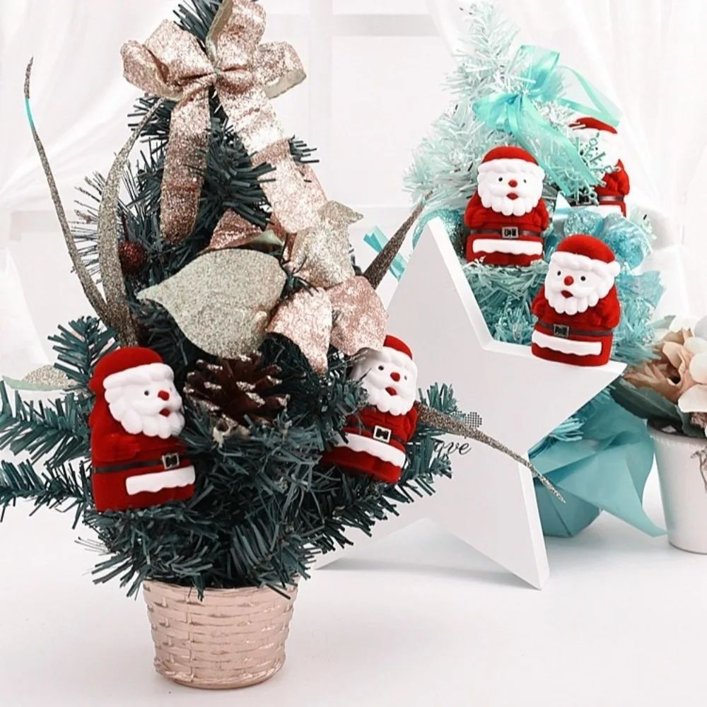 

Christmas Bell Christmas Jewelry Box Flocked Snowman Christmas Tree Ornament Storage Anti-collision Santa Claus Rings Box