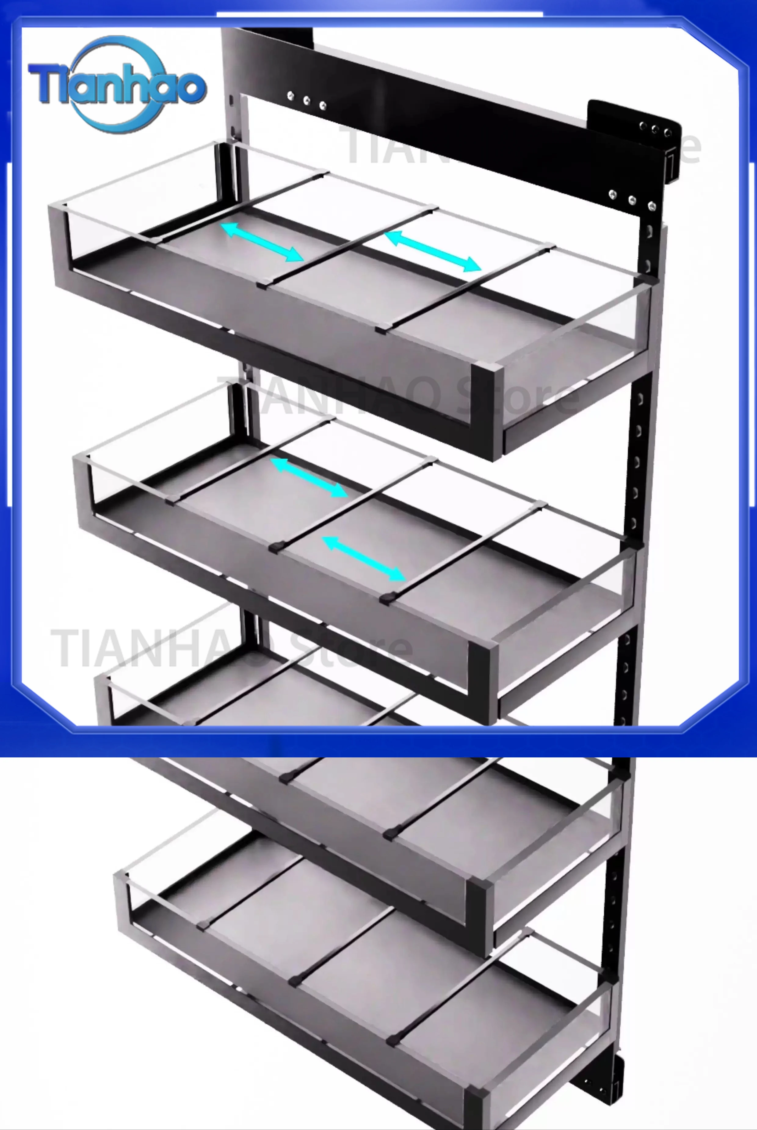 Pull-Out Basket for Bathroom Half Wall Extremely Narrow Cabinet Side Mounted Drawer Shelf for Dry Area