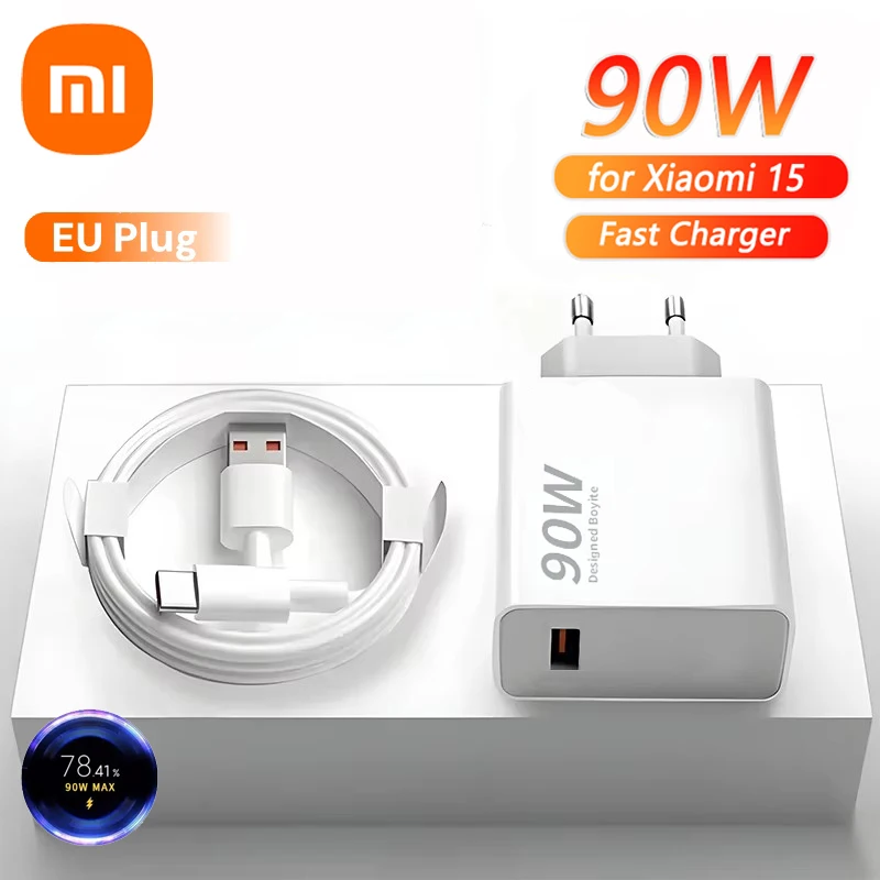 Xiaomi – chargeur Original 90W, charge Turbo rapide, adaptateur d'alimentation mural ue, câble de Type C 6A pour Mi 15Ultra 14 13 12 Ultra Poco F7 Pro