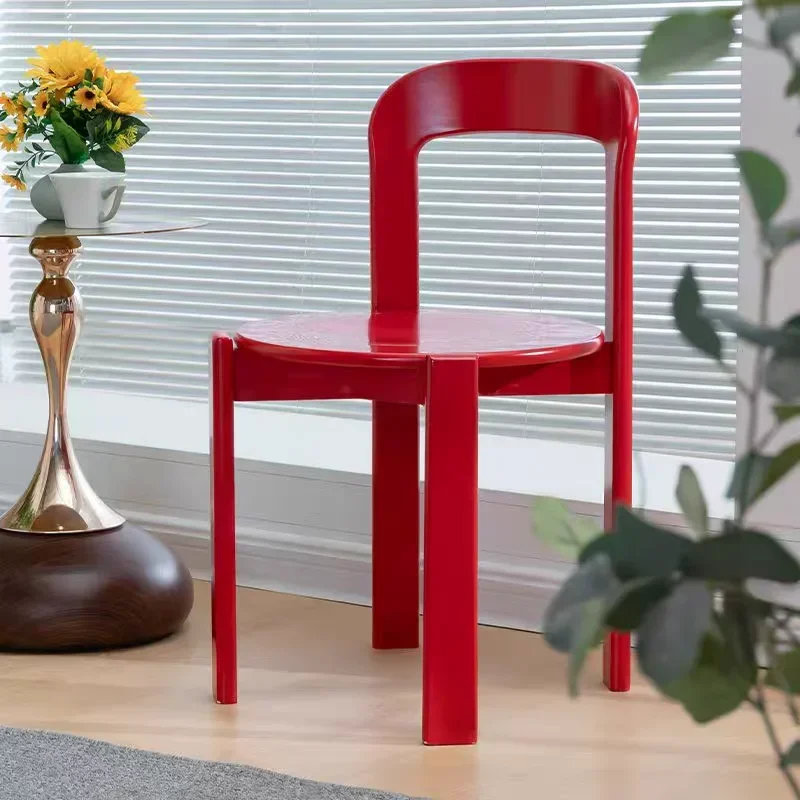 Designer medieval color cute Rey round chair simple conference cream small apartment back chair solid wood dining
