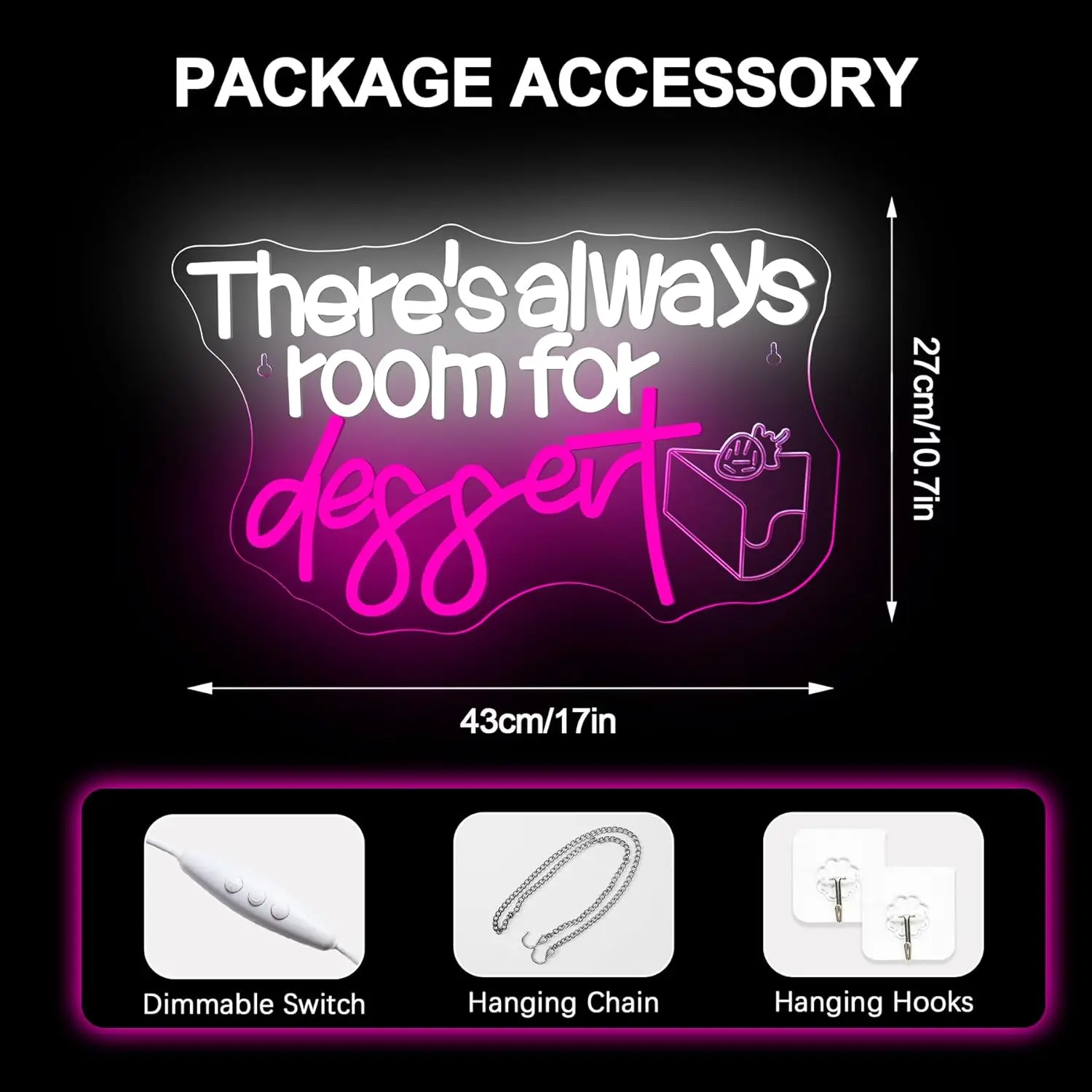 هناك دائمًا غرفة للحلوى علامة النيون جدار ديكور للخبز متجر ديكور مصباح ليد كعكة مقهى الحلوى علامة ترحيب #5