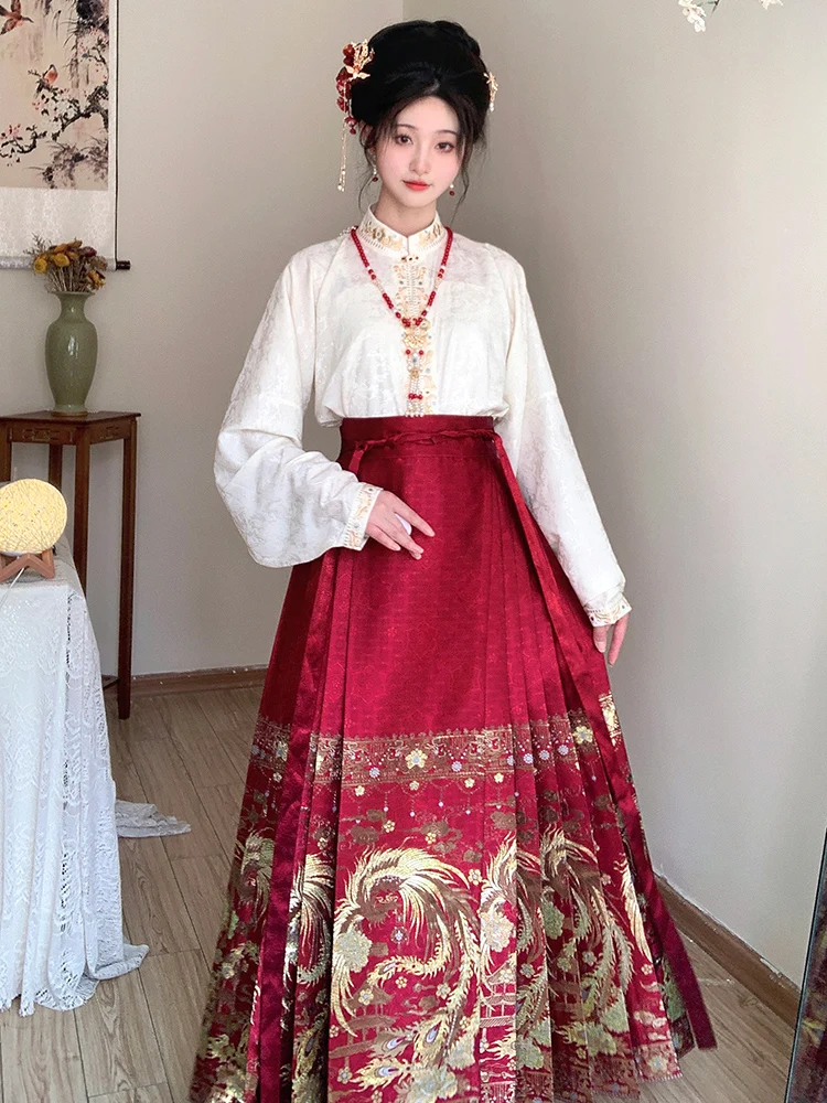 Lan Fenghua [Fengyu] Original Design Hanfu Ming Weaving Gold Horse Dress Set New Chinese Wedding Dress Toasting Dress