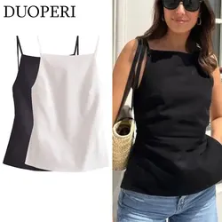 DUOPERI Women Fashion Backless Tops Camisole Square Neck Sleeveless Female Chic Lady Y2K Tank