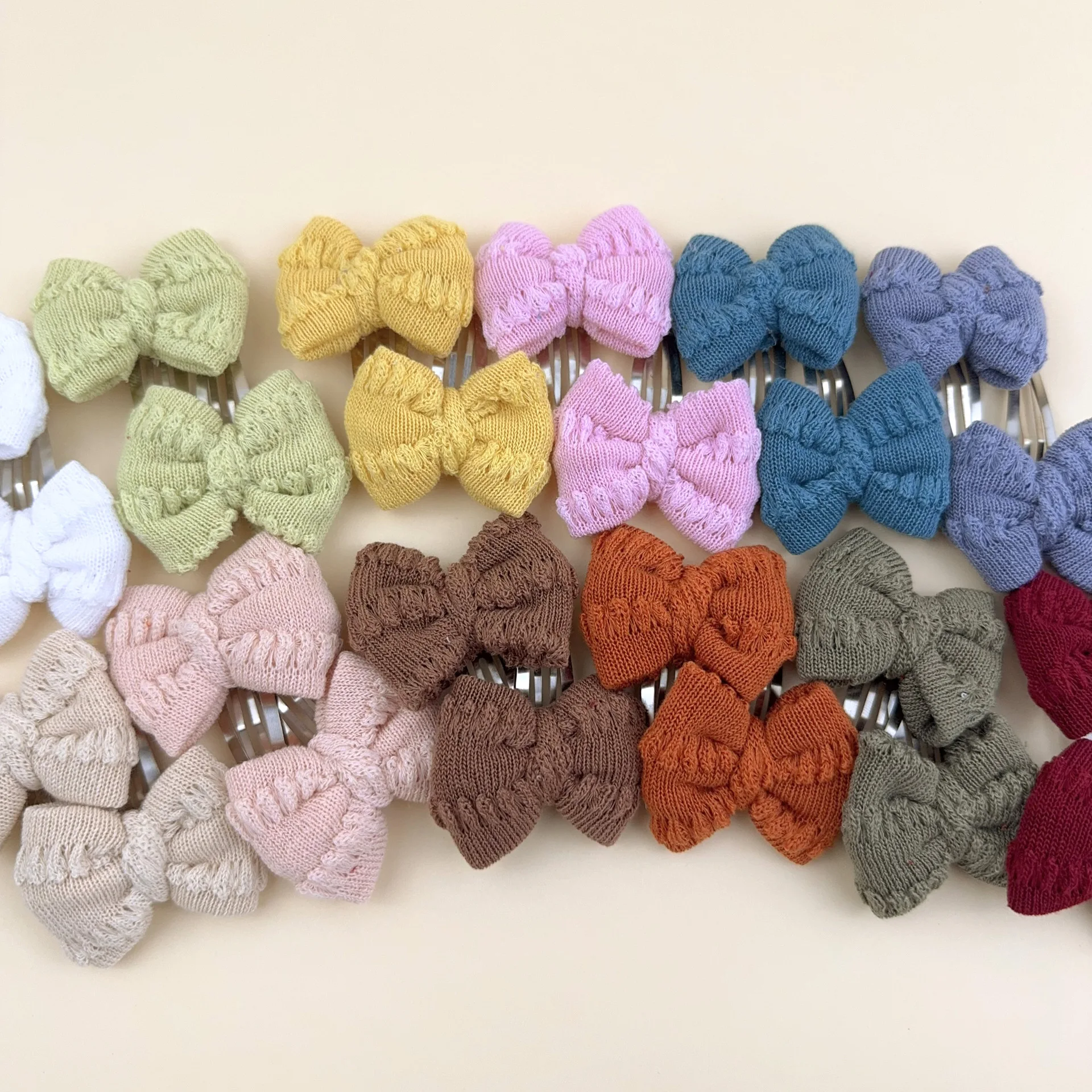 36pc=18pair/lot New Crochet Bow Hair Clips Baby Wool Knit Hairpins Bowknot Barrettes Girls Kid Photo Props Hair Accessories Bulk