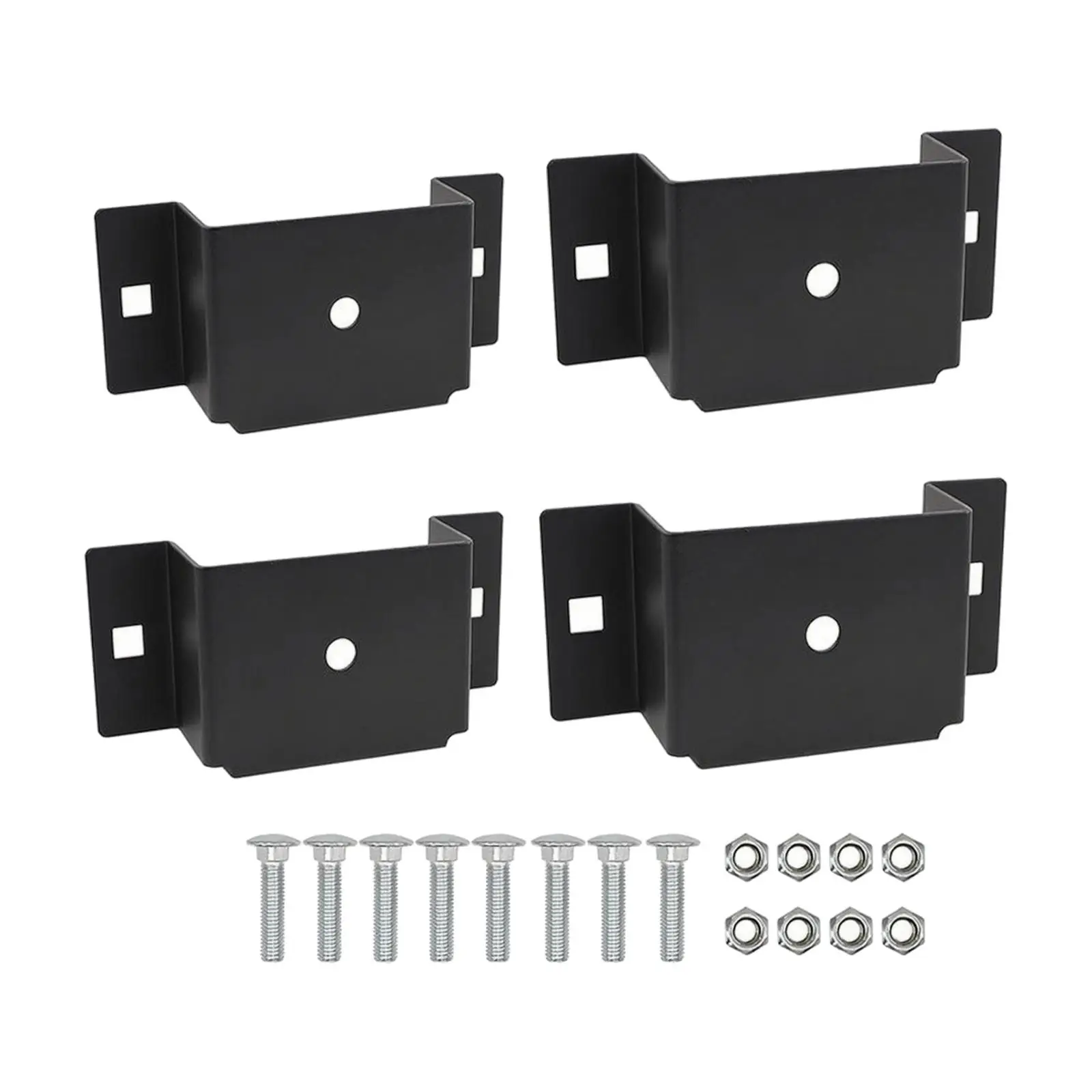4 Pieces Black Metal Trailer Stake Pocket Bracket Pre-Drilled Stake Pocket Bracket with Mounting Hardware Sturdy for Flatbed