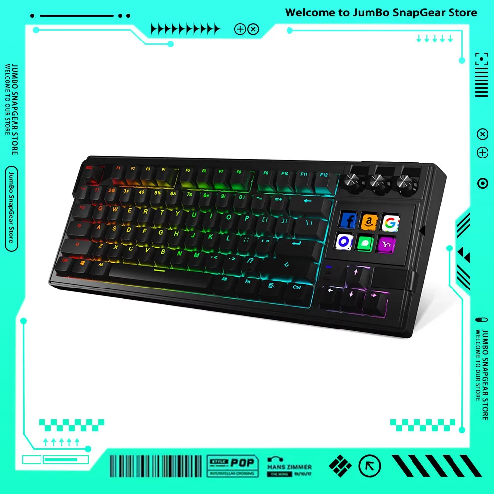 Mirabox K1 Pro LCD AI Keyboard Knob LCD Keys Wired Mechanical Keyboard RGB Gasket Multifunctional Keyboard Customized PC Gamer