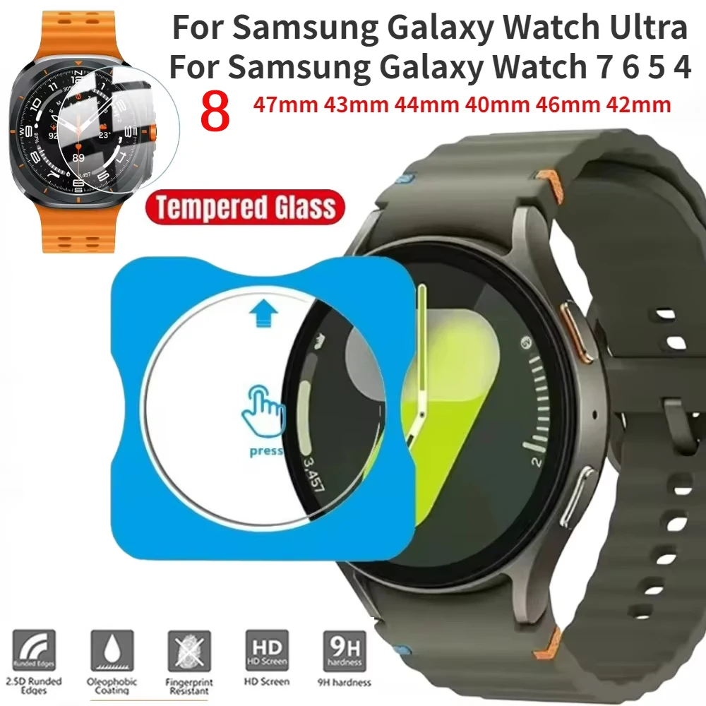 One-Click Tempered Glass for Samsung Galaxy Watch Ultra 47mm HD Screen Protector Bumper for Watch 8 7 6 classic 5pro 4 44mm 40mm
