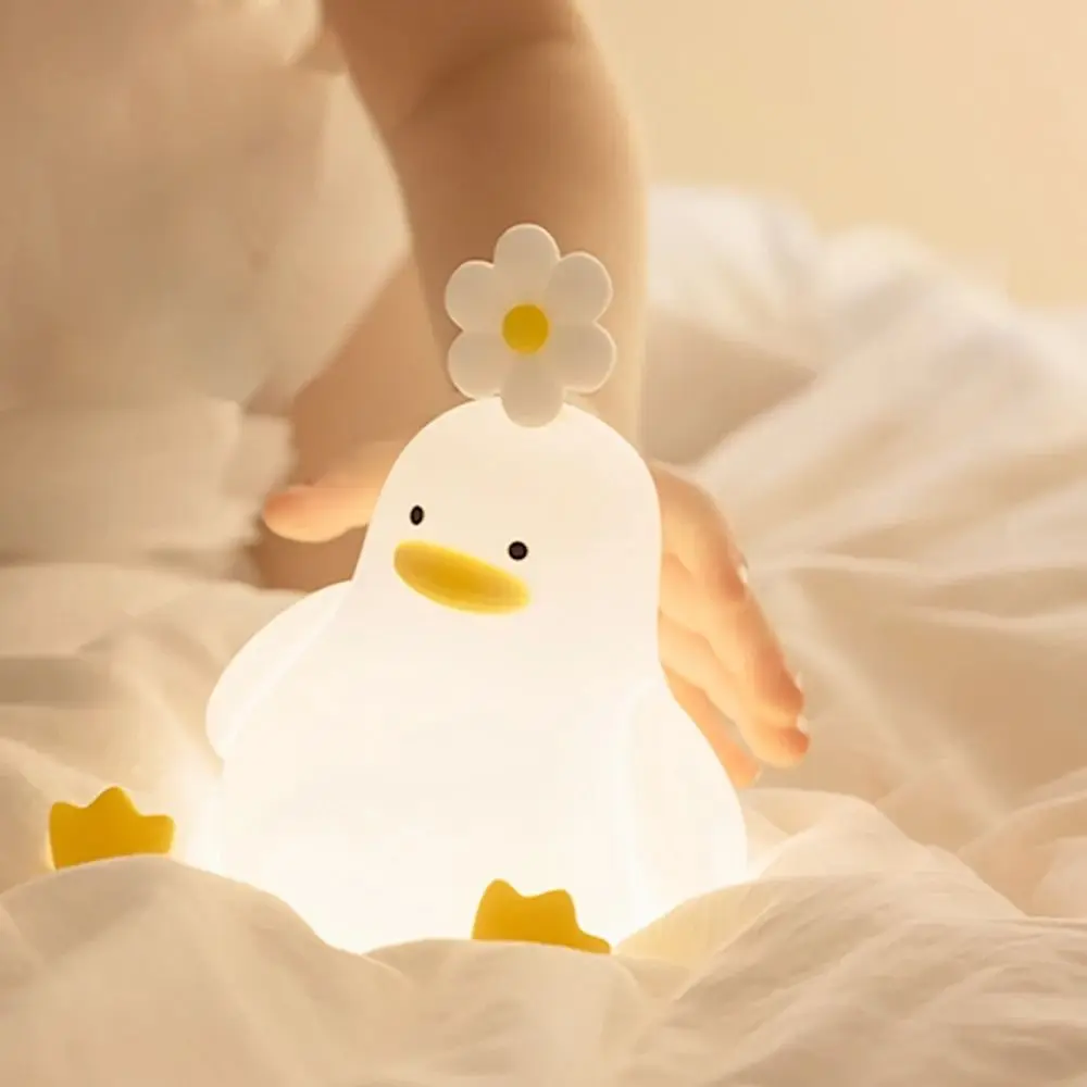 Touch Sensor LED Night Light Timing Function Rechargeable Battery Cartoon Animals Light USB Rechargeable Safe Material Duck Lamp