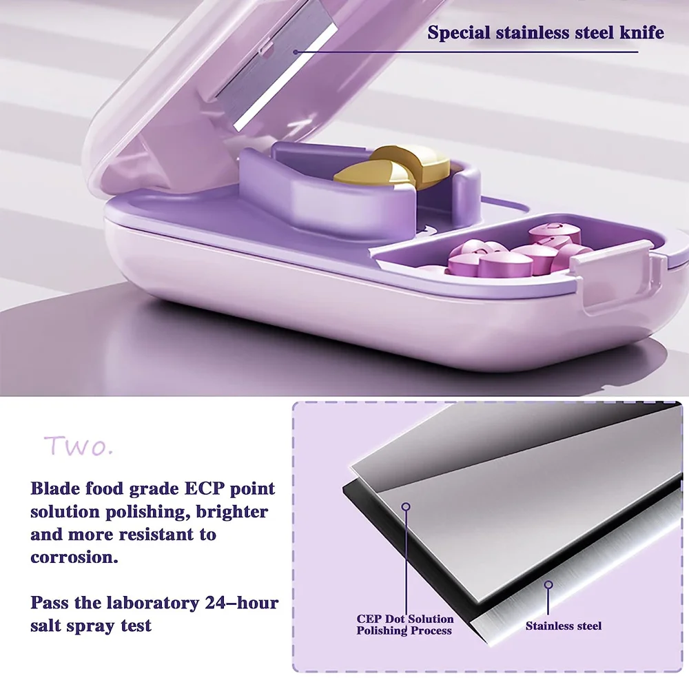 Portable Pill Cutter and Crusher Split Pills with Ease Perfect for Vitamins and Tablets Compact