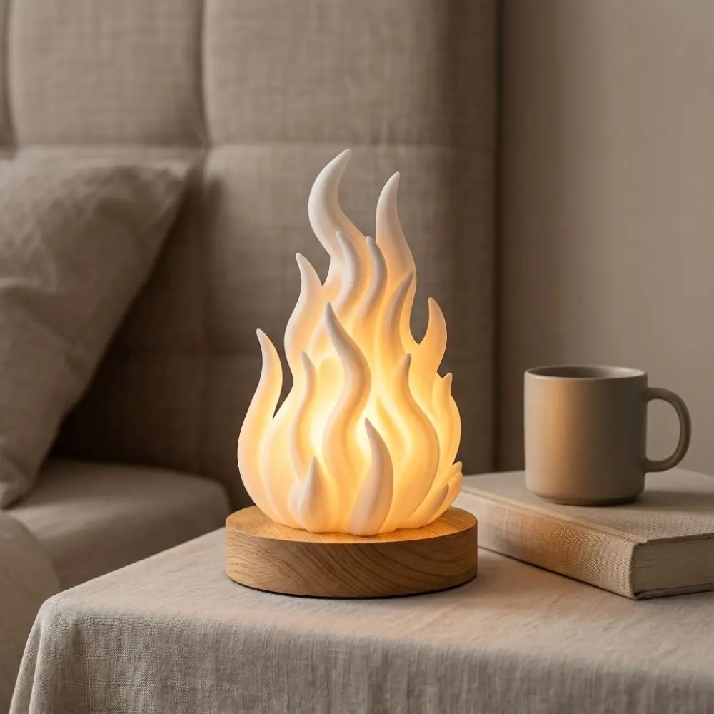 Color Changing Simulation Flame Night Light Imitation Decorative 3D Printed Light Portable Creative Simulation Fire Lamp Bedroom