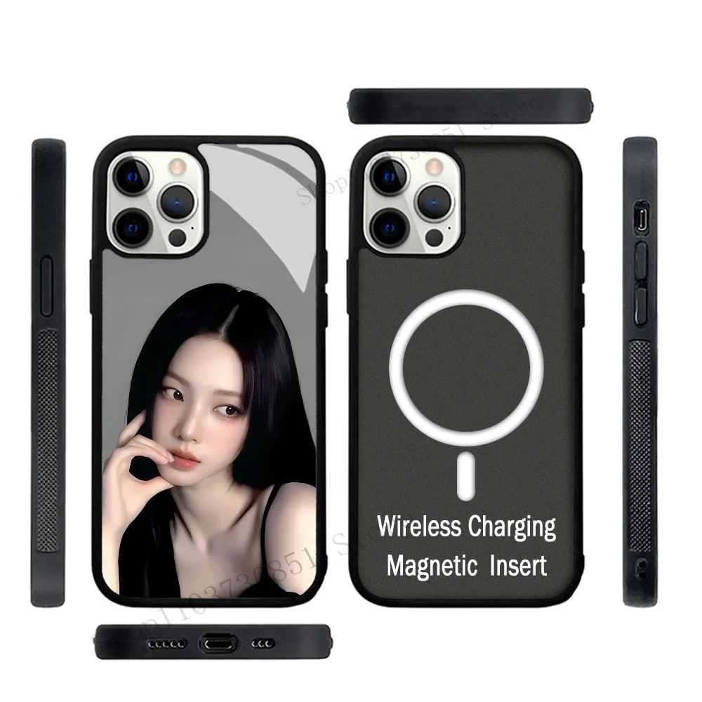 Корейский чехол для телефона для группы девушек, сильный магнитный для Kpop A-Aespa Karina IPhone 15 14 13 Pro Max 11 12 Mini Alex, зеркало для Magsafe