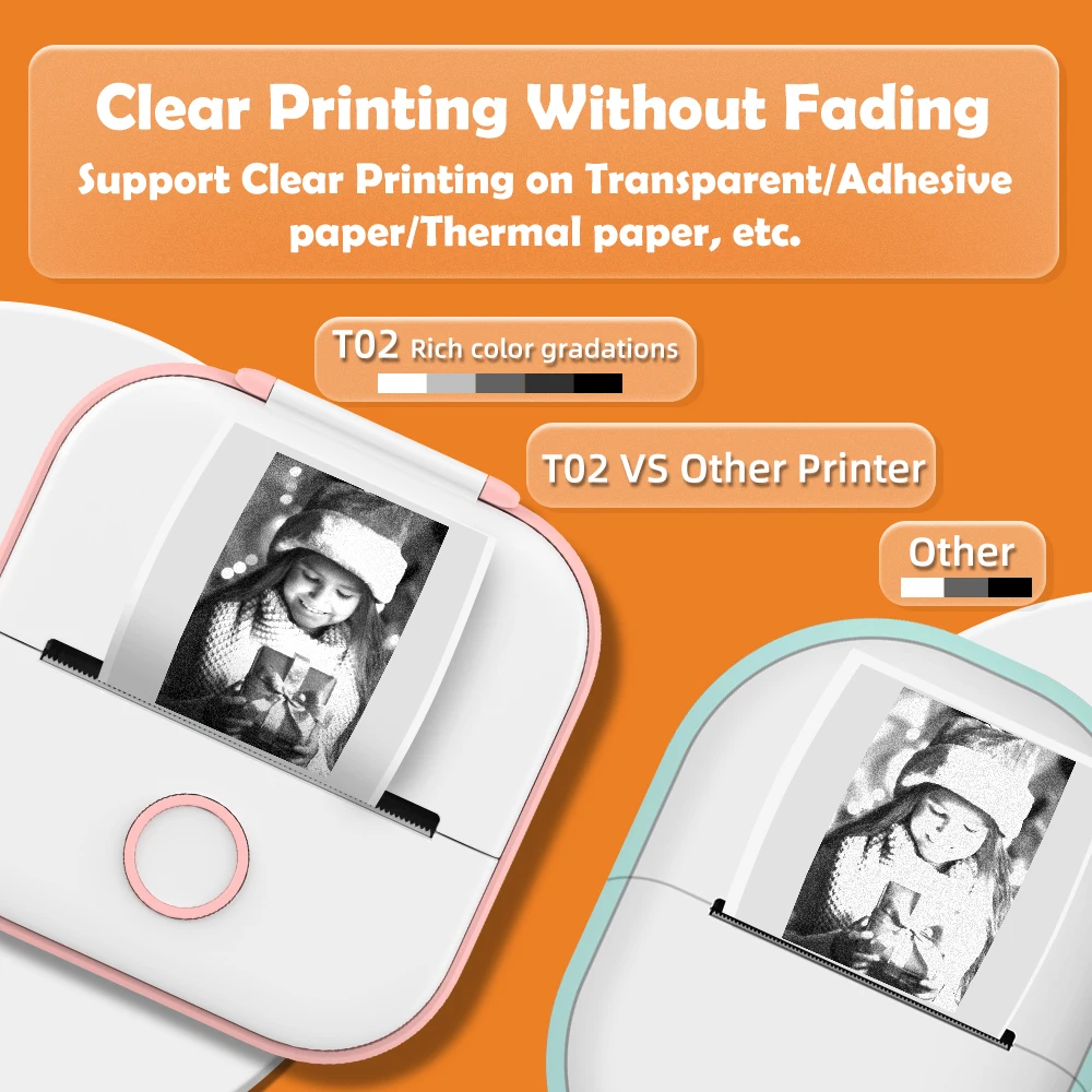 【Droshipping】Phomemo T02 Portable Thermal Printer Mini Printer Thermal Printing Pocket Sticker Label Machine Various Label Paper