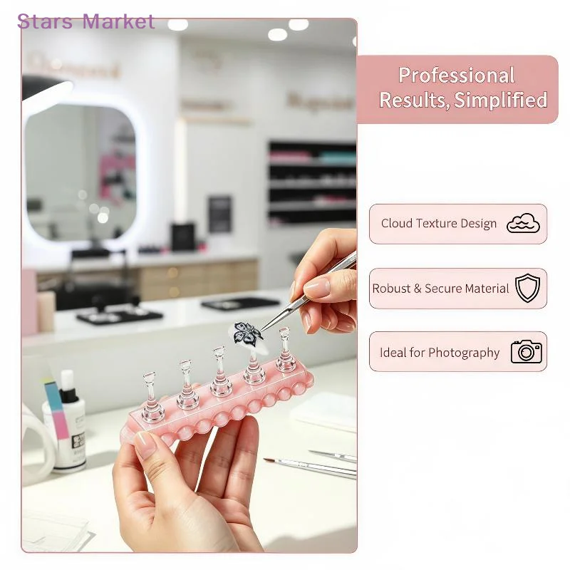 New 6Pcs/set Nail Holder Aurora Nail Stand For Painting Magnetic Press On Nail Tech Must Haves Practice Acrylic Nail Art Display
