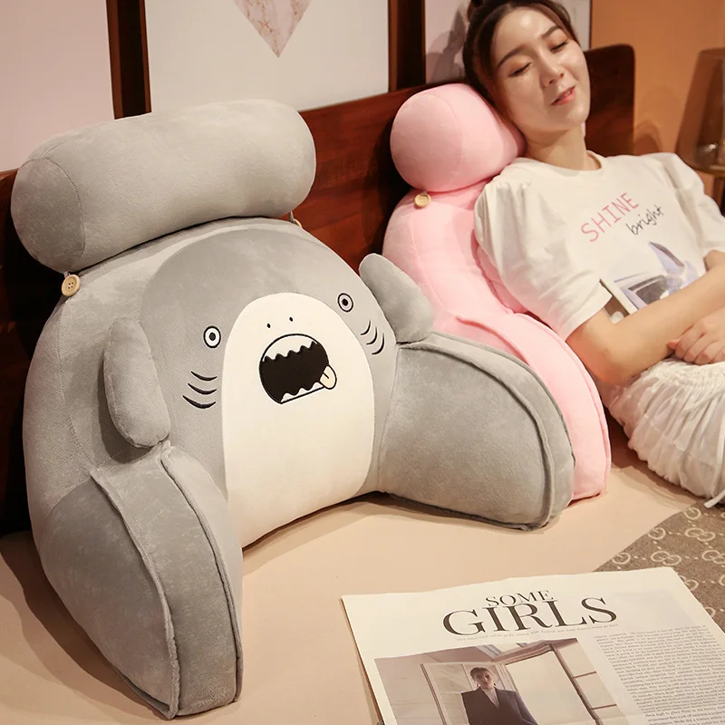 Cojín de peluche con forma de ballena para el hogar, reposacabezas de animales de peluche Kawaii, cojín de juguete de tiburón azul, gris y rosa, almohada para sofá y silla, 2 tamaños