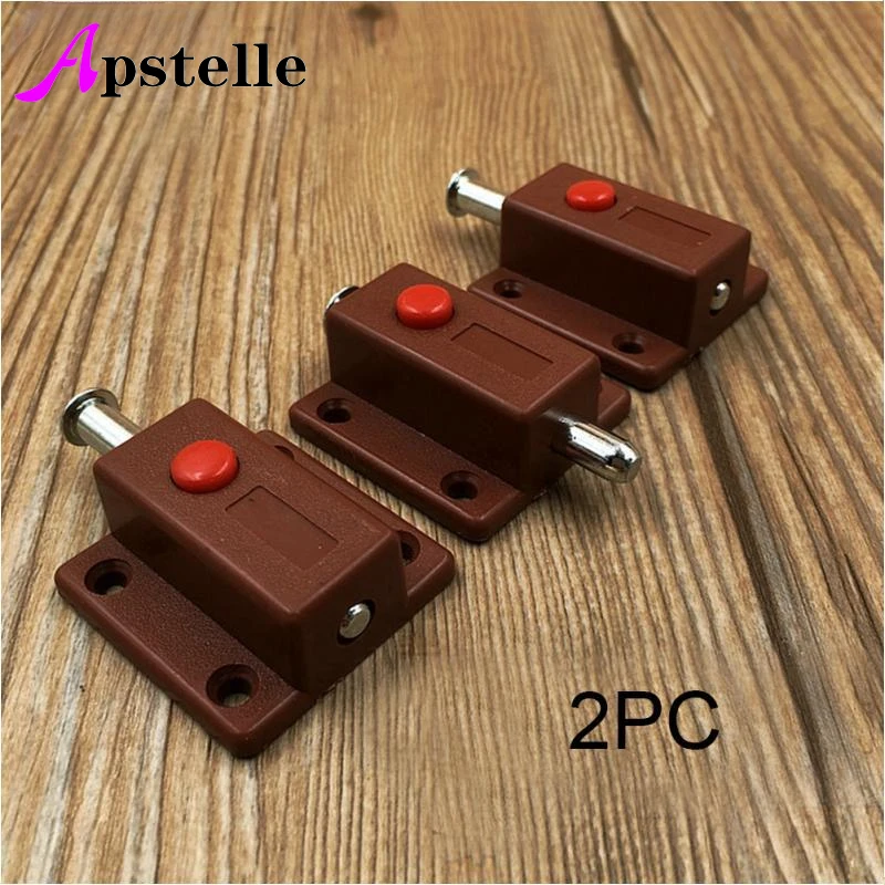 Apstelle 2pcs Window Cabinet Push Button Spring Load Automatic Door Bolt Latches Lock