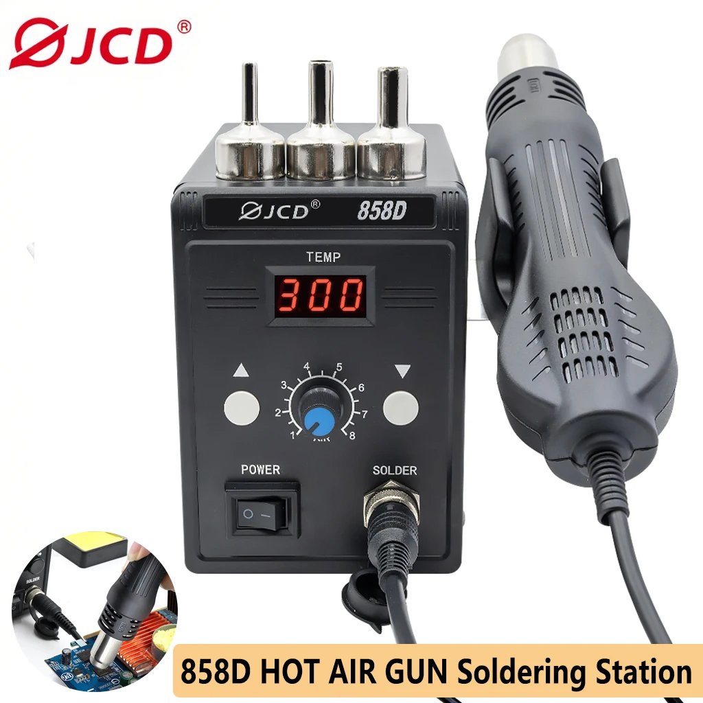 JCD 858D Hot Air Gun 700W Welding Station LED display Adjustable temperature BGA Rework Station Heat Gun Welding Tool EU/US/EUBR