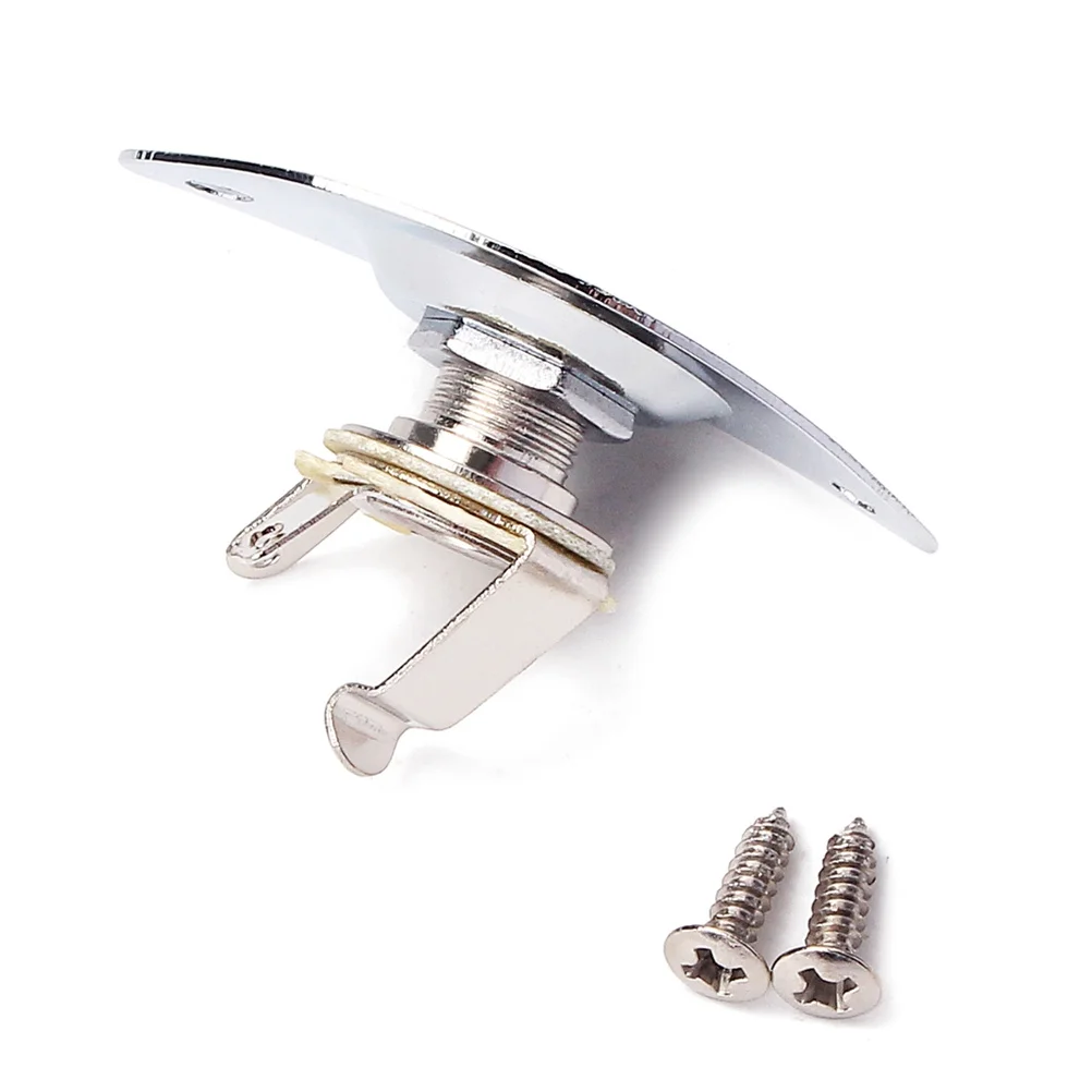 

Oval Indented 1/4 Inch 6.35Mm Guitar Pickup Jack Socket Chrome Plated For Electric Guitar Bass Replacement Input Output